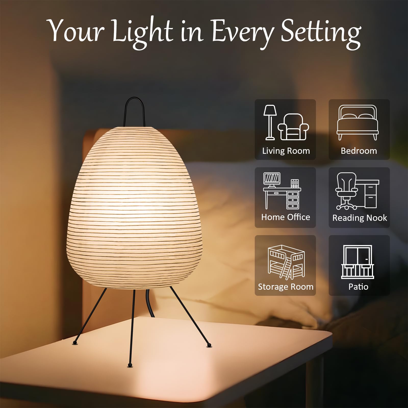 Kealmor Japanese-Style Desk Lamp Rice Paper Floor Lamp, Japanese-Style Simplicity And Organic Form Design, 3 Adjustable Color Temps, For Living Room • Bedroom • Study • Patio