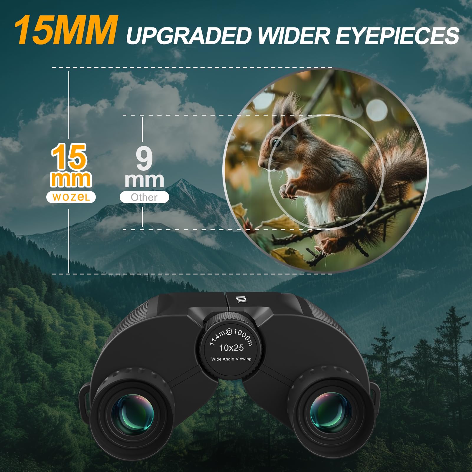 Wozel 10X25 Compact Binoculars For Adults - High Powered Small Binoculars For Kids - Mini Binoculars For Hunting Bird Watching Stargazing Cruise Ship Travel Hiking Opera