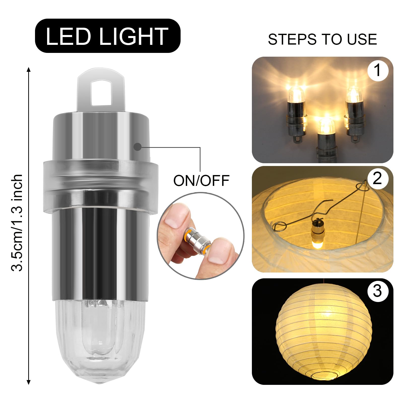 Lihao 30X Battery Operated Led Party Lights Seasonal Lighting For Balloons Paper Lanterns, Waterproof - Warm White