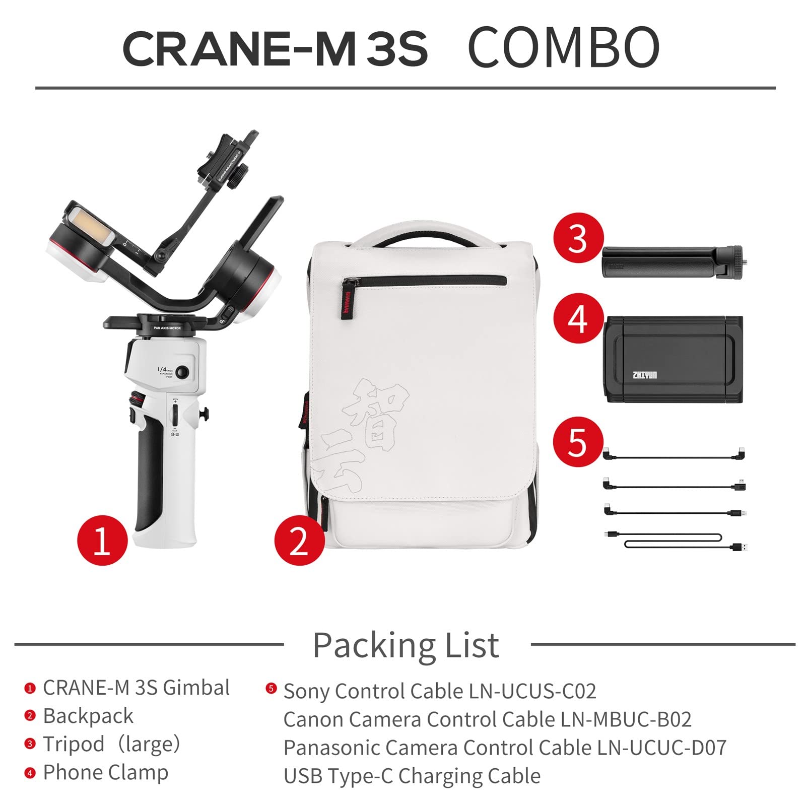 Zhiyun Crane M3S Combo Gimbal Stabilizer For Smartphone Mirrorless Dslr Camera Action Camera,3-Axis Gimbal For Iphone Gopro Sony Canon Nikon Fujifilm Panasonic Sigma