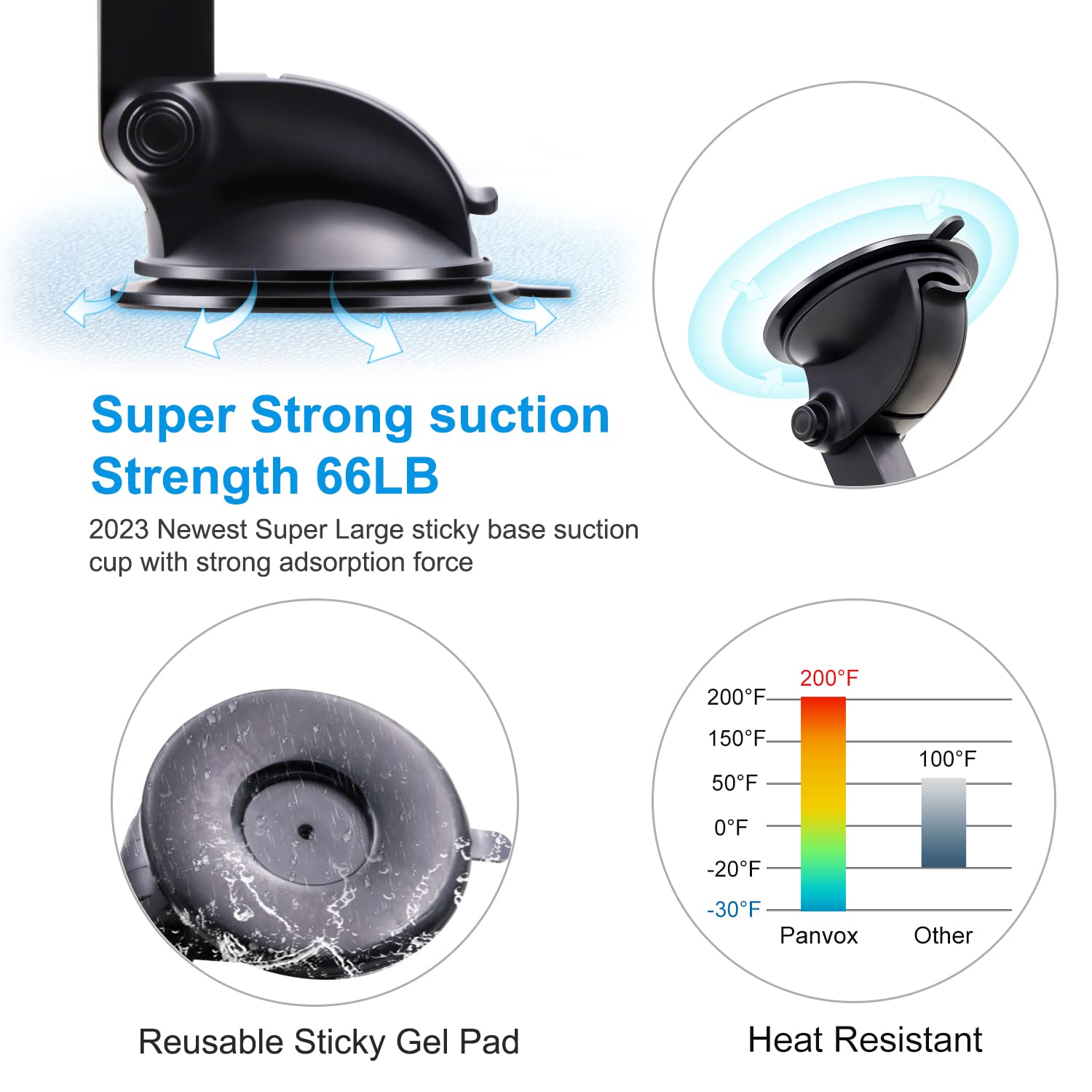 Panvox Magnetic Phone Car Mount, Universal Dashboard Windshield Car Phone Mount Holder With  3.2" Suction Cup,8 Strong Magnets Compatible With Iphone 11 Pro X Xs Max Xr Galaxy Note10 S10 (B)