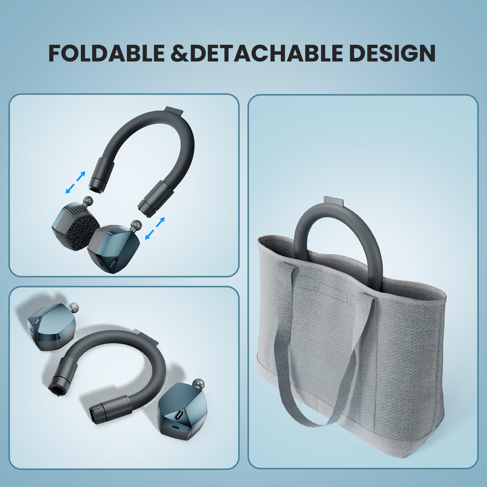 Neck Cooling Tube And Portable Fan 2 In 1, Reusable Ice Ring, Wearable Neck Cooler Personal