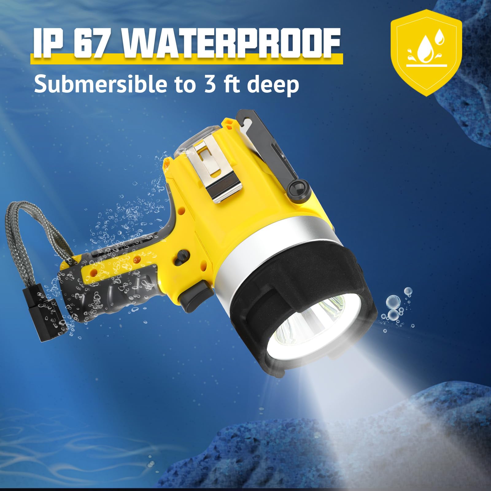 Lidefox 18W Spotlight Handheld Rechargeable Spotlight/Floodlight Ip67 Waterproof Flashlight Super Bright 3500 Lumens With Foldable Stand And Detachable Red Lens