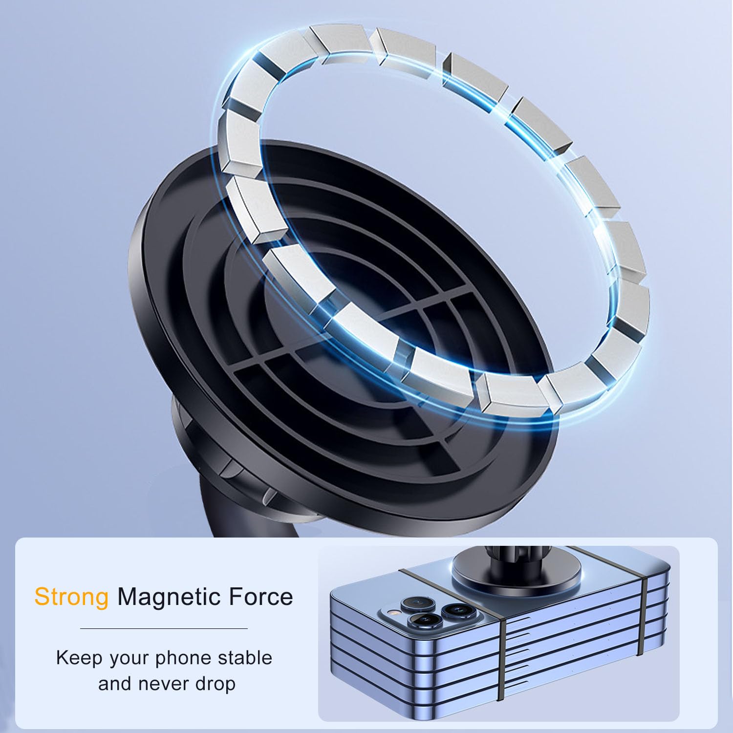 Jkoailiwi Universal Magnetic Tripod Mount Adapter With Cold Shoe & 1/4" Screw, Phone Tripod Mount For Camera/Ring Light/Selfie Stick, Compatible With Magsafe Iphone 16/15/14/13/12 Series