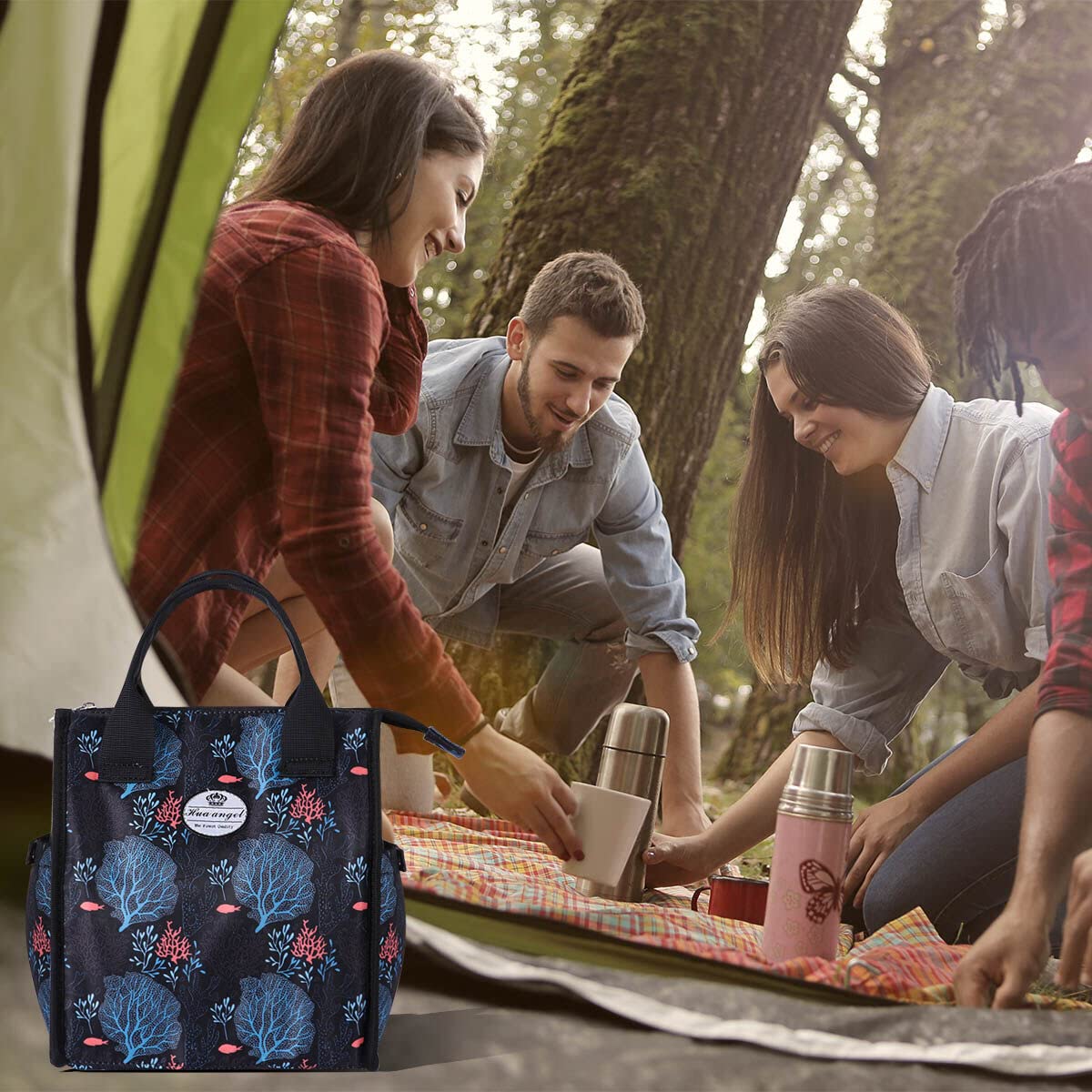 Hua Angel Insulated Lunch Bag, Leakproof Crossbody Lunch Tote Bag Thermal Cooler Bag