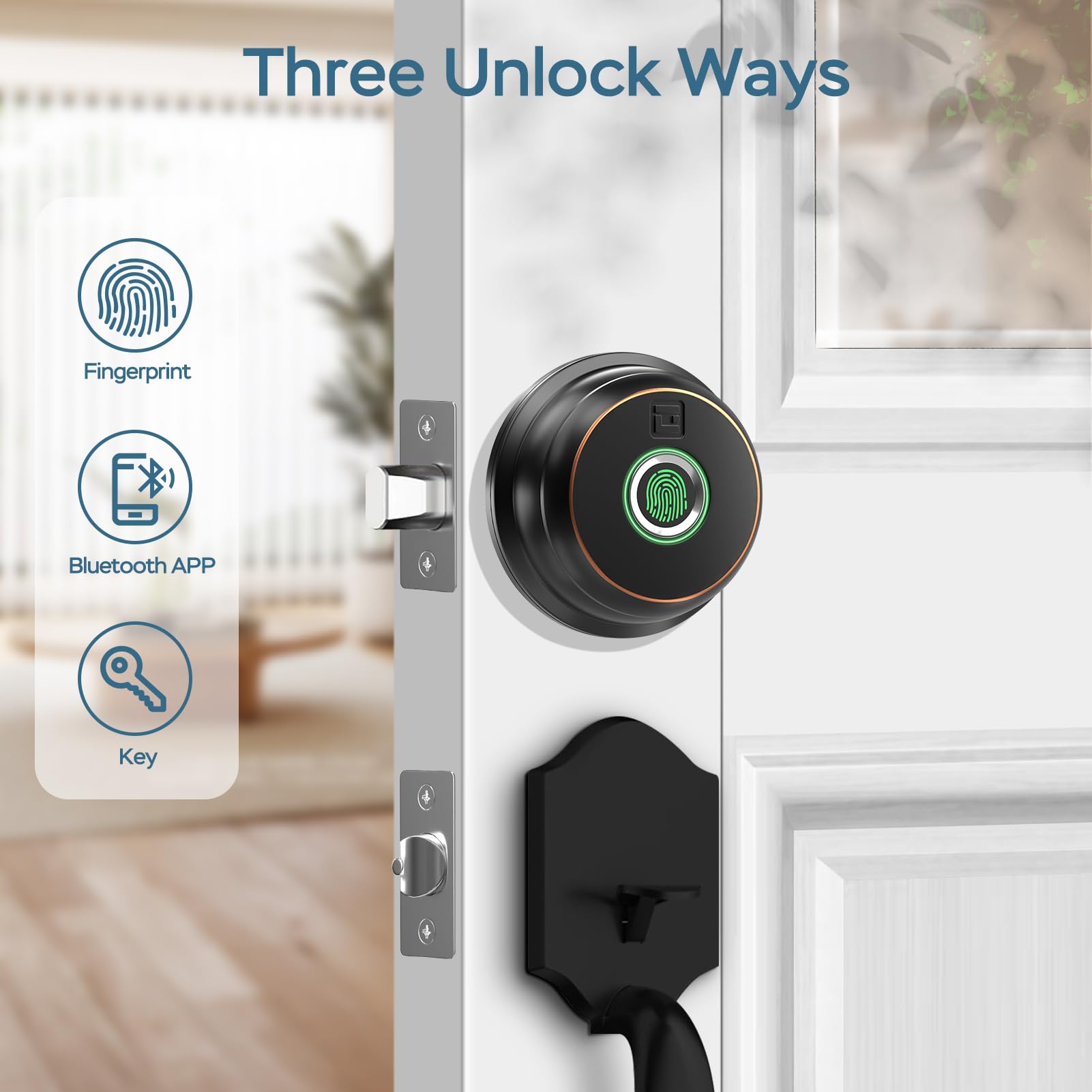 Geektale Fingerprint Deadbolt With App, Smart Deadbolt Lock For Front Door, Keyless Entry Door Lock, Biometric Dead Bolt, Electronic Door Knob