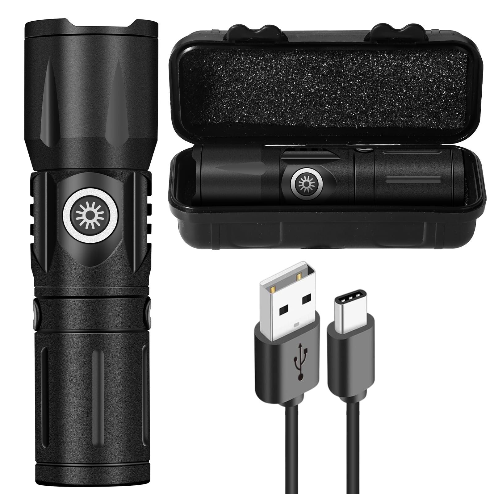 Nwdey Super Bright Lightweight Flashlight With Clip : Only 2.12 Ounces, 500 Lumens,Pocket-Size, Zoomable, Rechargeable, Waterproof, Sos-Mode, Adjustable Brightness For Outdoor & Emergency Use
