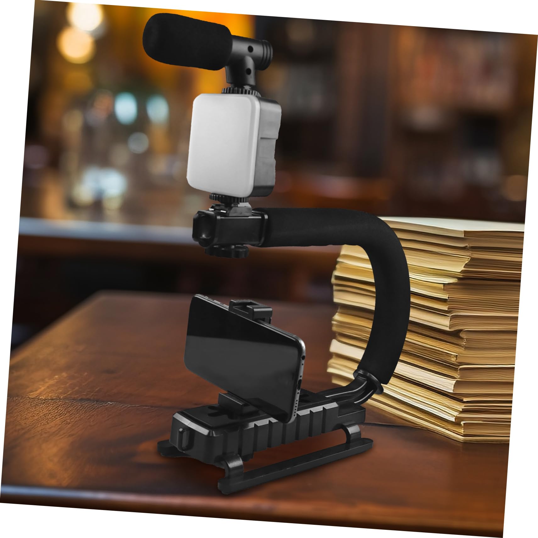 Caxusd Dslr Camera Stabilizer Phone Gimbal Grip Handle Flash Bracket Lightweight Portable For Outdoor Filming
