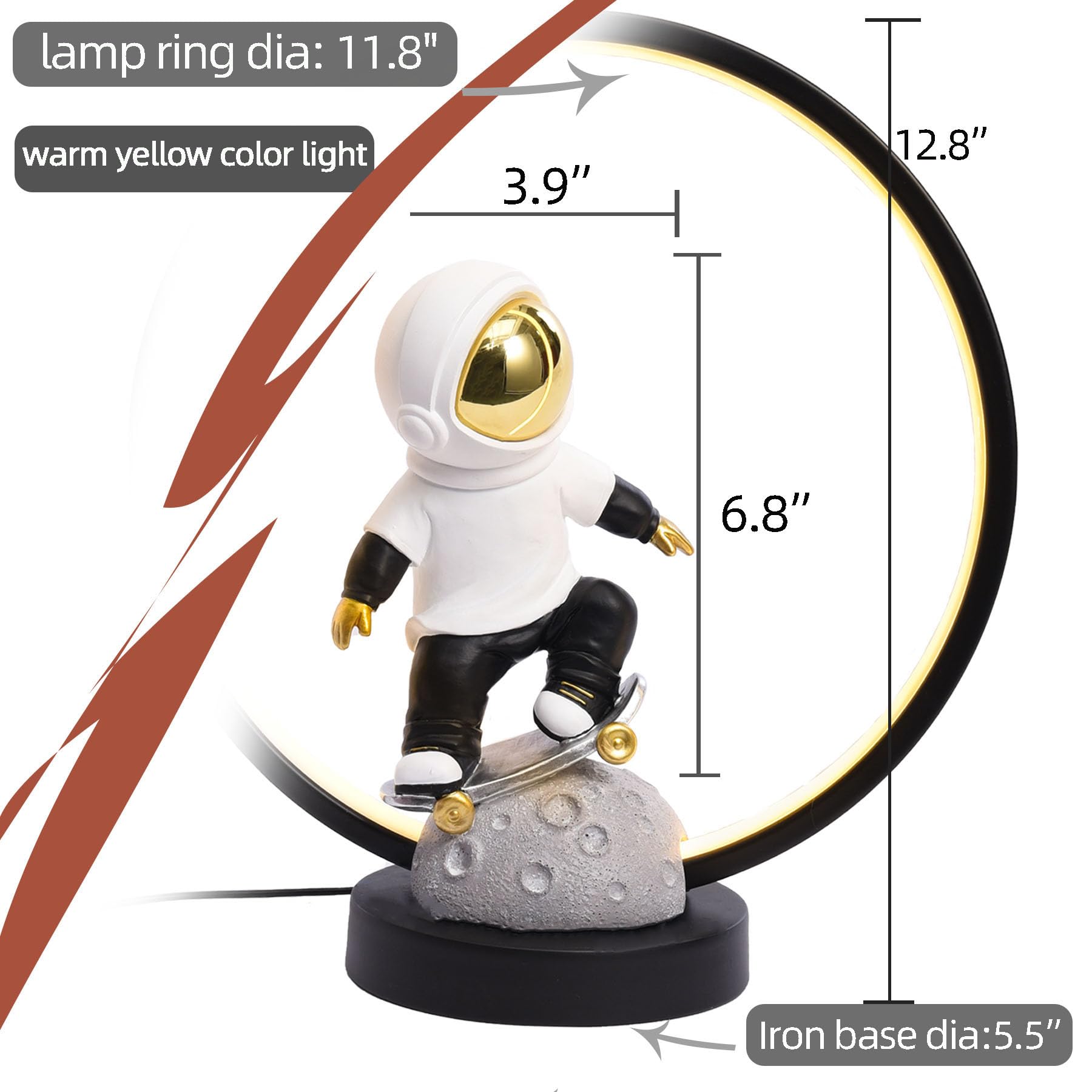 Saysmile Astronaut Night Light For Kids Adults, Led Bedside Table Lamp Nightstand Lamp With Usb Plug For Kids Room, Bedroom, Living Room - Idea For Birthday, Christmas