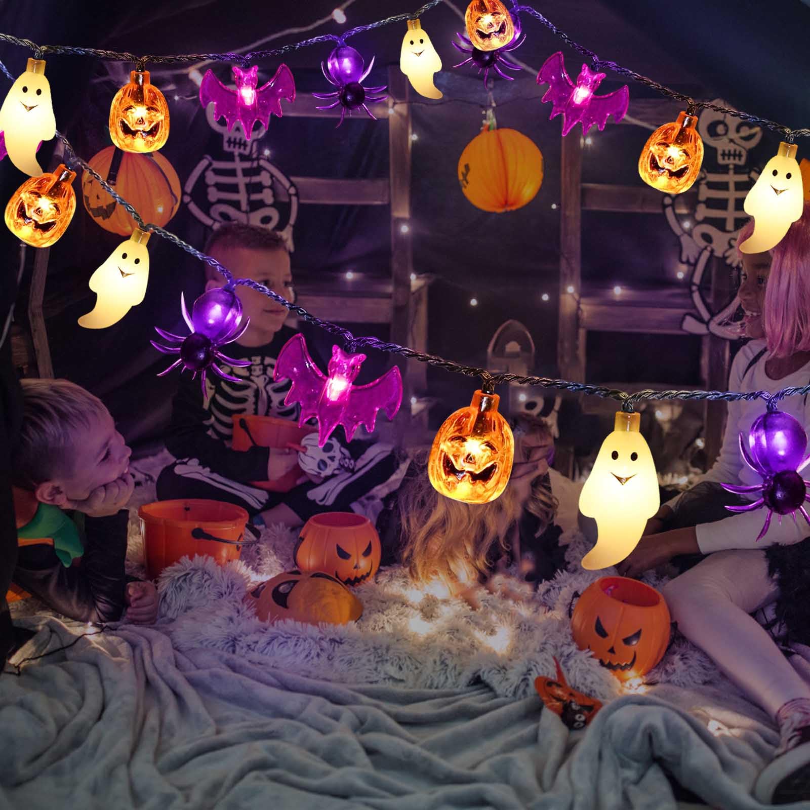 Dontsri Solar Powered Halloween Lights, 40 Led, 8 Modes, Waterproof, Auto On/Off, Outdoor Use
