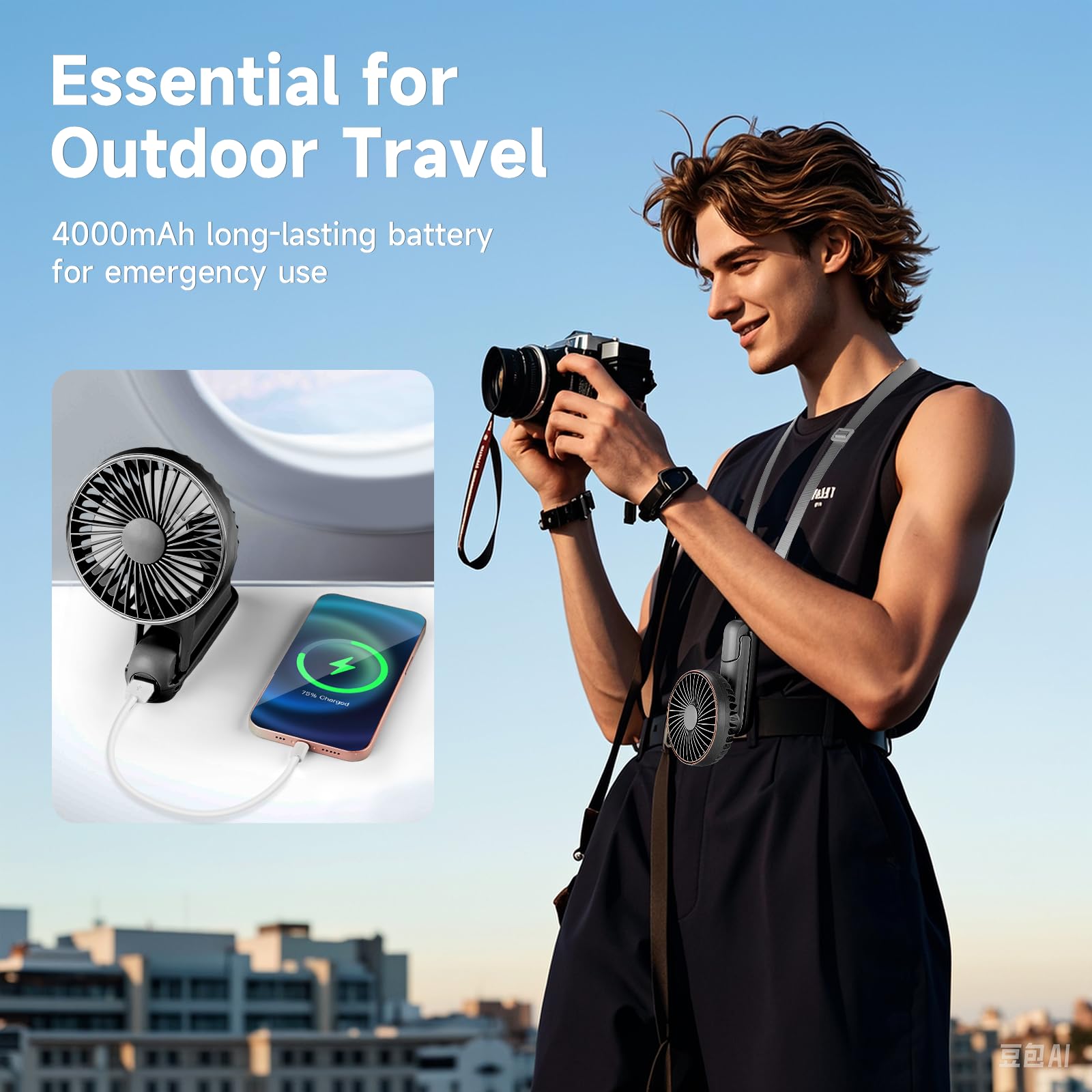 Portable Handheld Fan, 180° Foldable Personal Fan As Power Bank, Usb Rechargeable Mini Hand Fan