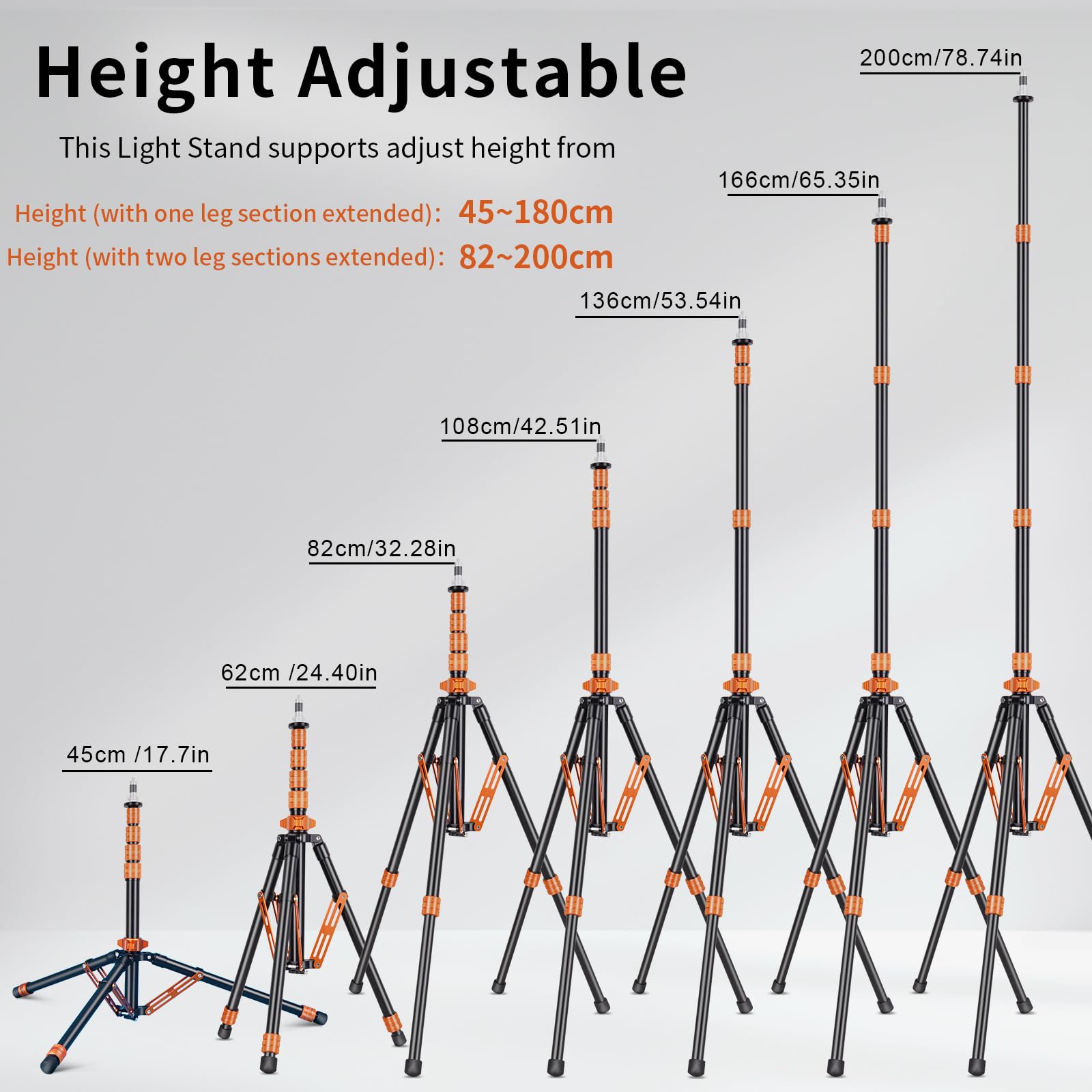 Utasitess Ut288 Portable Light Stand,Adjustable Aluminum Light Photography Tripod Stand With 3/8" To 1/4" Screw,Studio Lighting Tripod For Strobe Light/Webcams/Cameras/Softbox With Carrying Bag