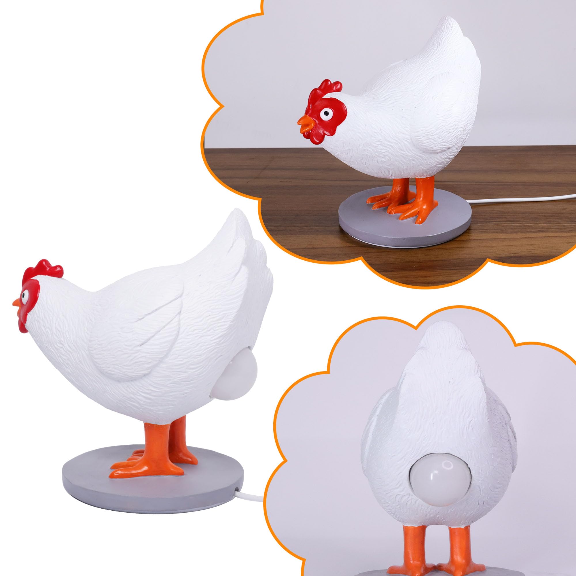 Okiyid Chicken Egg Lamp, Funny Chicken Table Lamp, Led Egg Night Lght, Resin Chicken With Stepless Dimming Function, Decoration For Home, Bedroom, Study Room