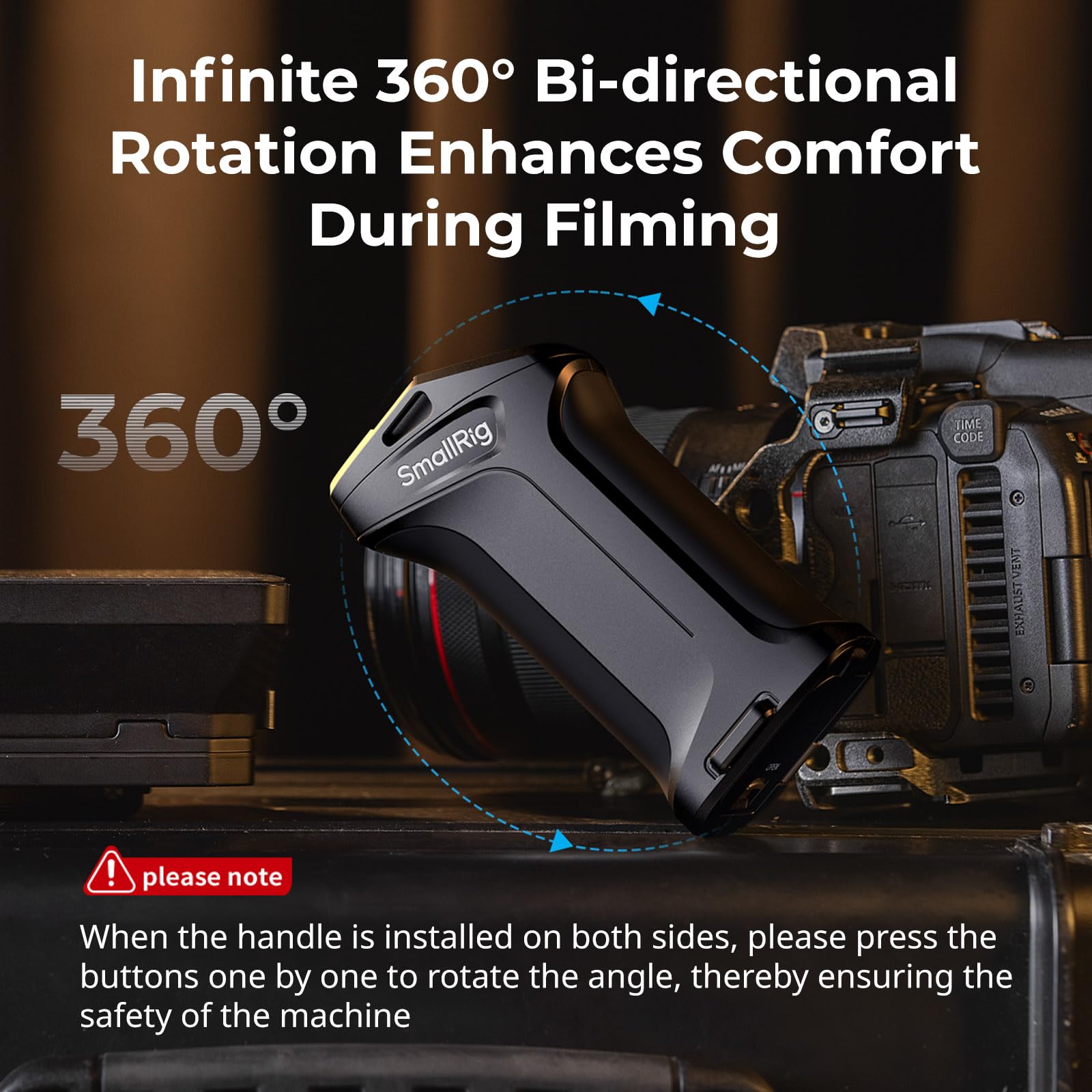 Smallrig Cage For Blackmagic Design Cinema 6K+Stepless Rotating Side Handle With Trigger Rec & 2 Control Cables