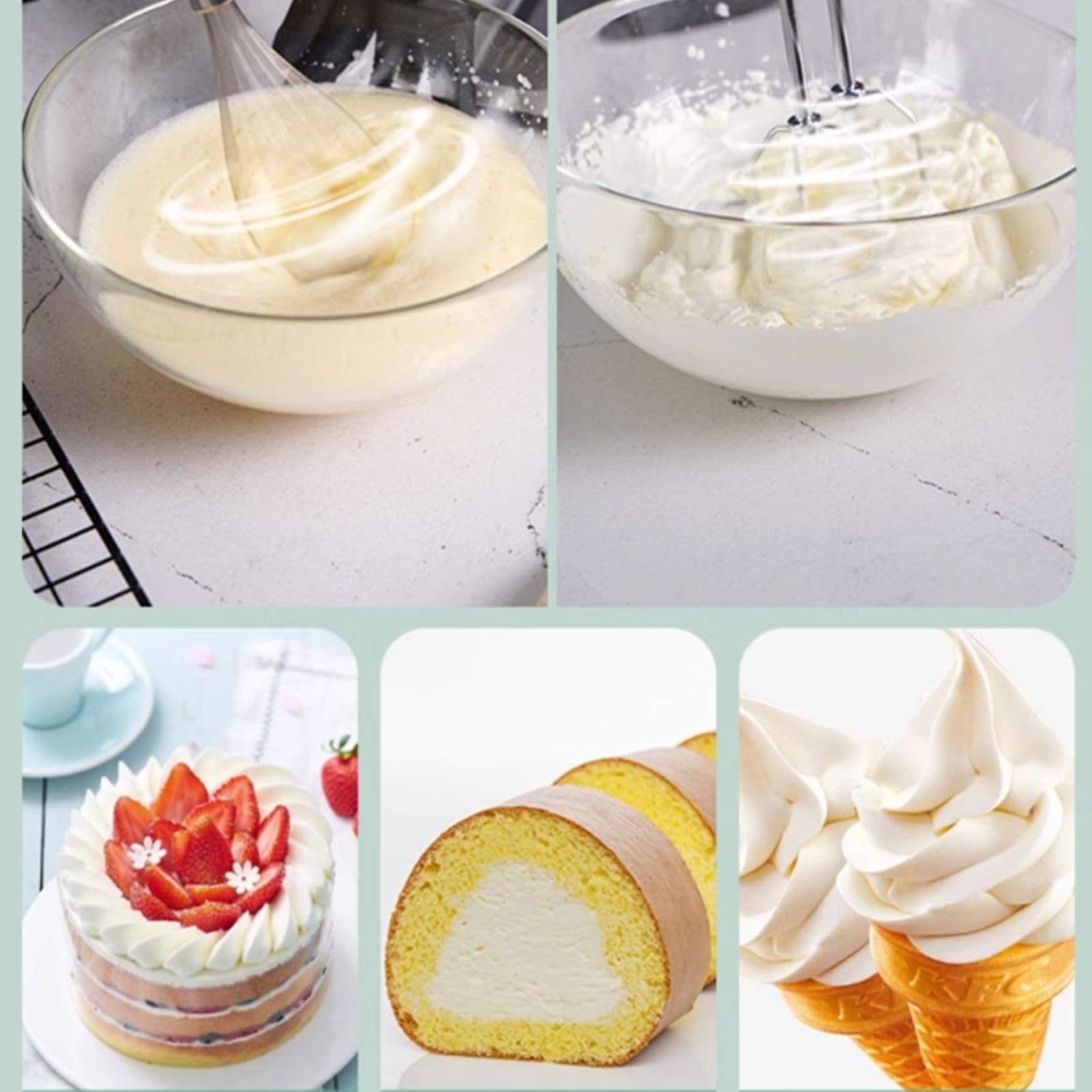 Govnpj Immersion Blender Handheld, 6 In 1Hand Blender 600W 12 Speed Mode Stainless Steel Hand Mixer With Stirring Stick Stranded Cup Egg Beater Measuring Cup Frother Double Egger