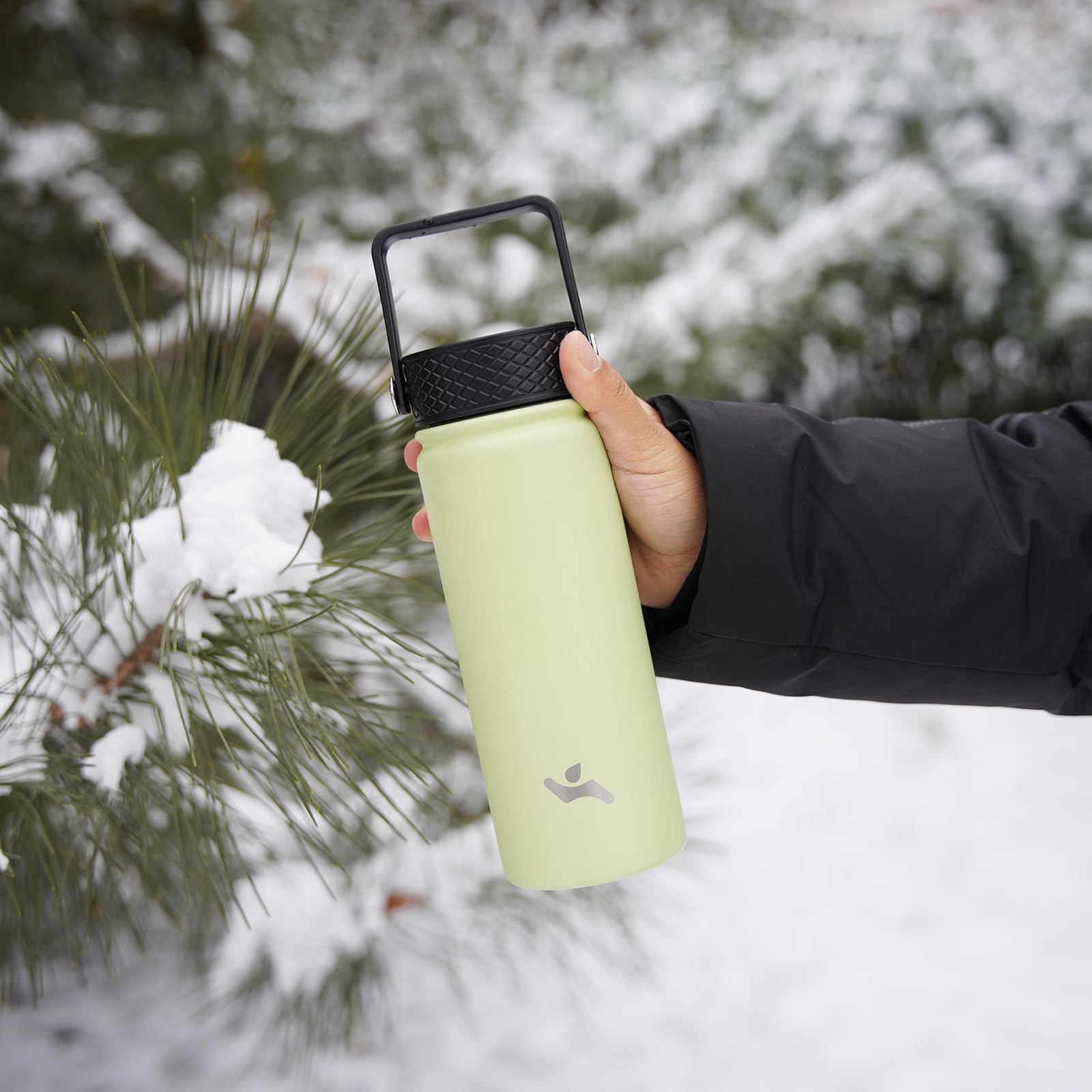 40Oz Insulated Water Bottle Stainless Steel Sport Bottles With 3 Lids,Macaron Green