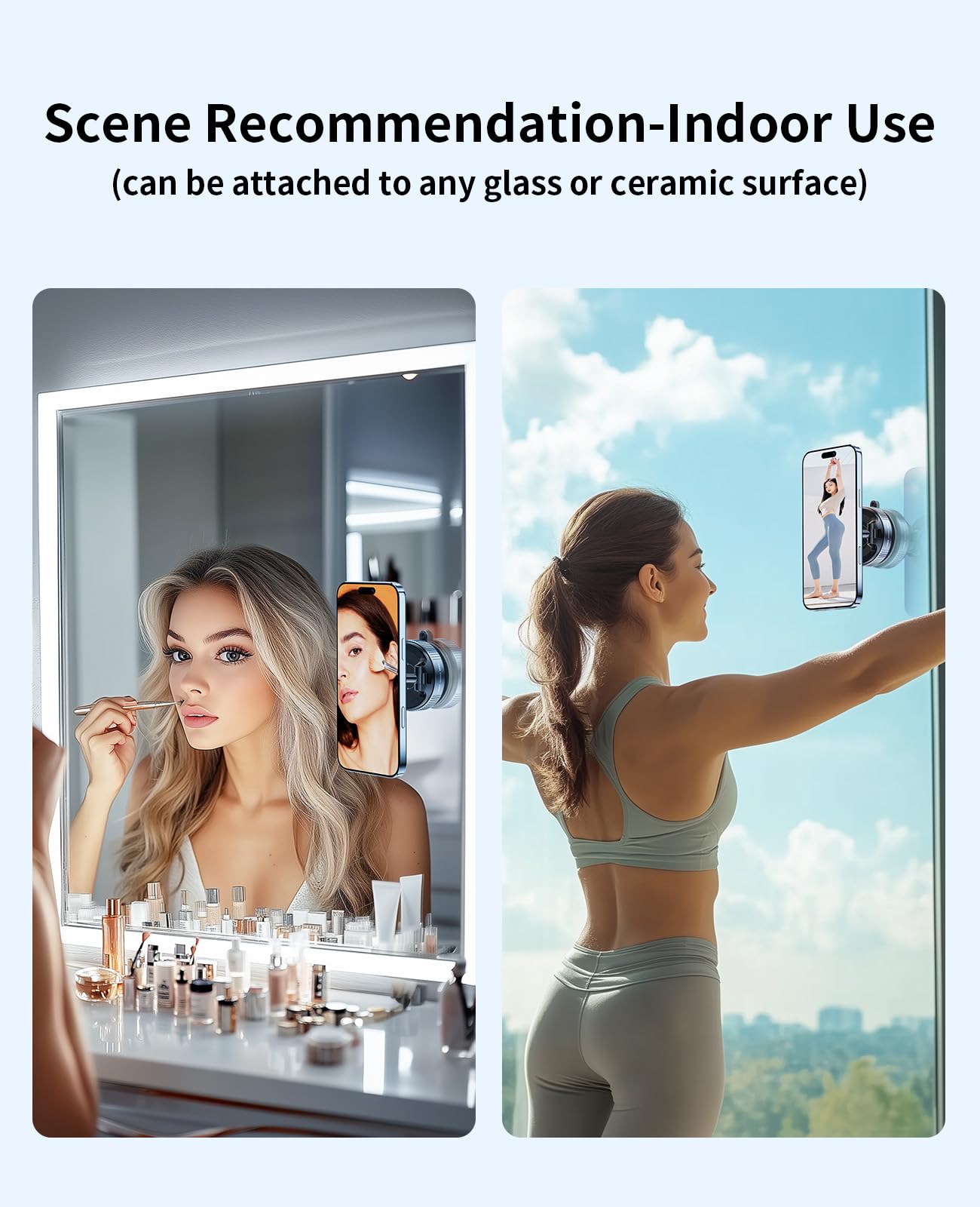 Dkgeveao Vacuum Magnetic Phone Holder For Car,Suction Cup Phone Mount,Foldable Vacuum Magnetic Phones Stand,Magnet Car Mount For All Smartphones & All Vehicle & Gym/Bathroom Mirror