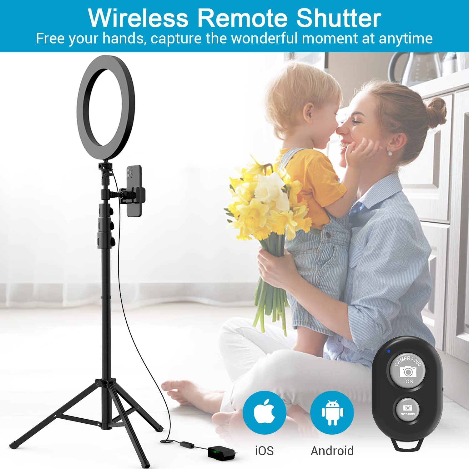 Fangflower Selfie Ring Light 9 Inch With 27”-50” Tripod Stand For Video Recording＆Live Streaming, 10 Rgb Ring Lamp With Desk Tripod, Halo Ring Light For Tiktok/Live Stream/Makeup/Youtube