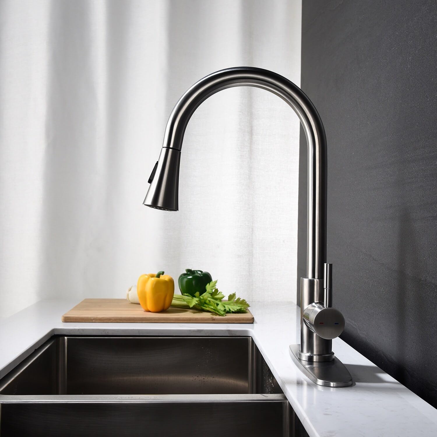 Overstock Single Handle Brushed Nickel Kitchen Faucet With Pull Out Spraye Brushed Nickl Brushed