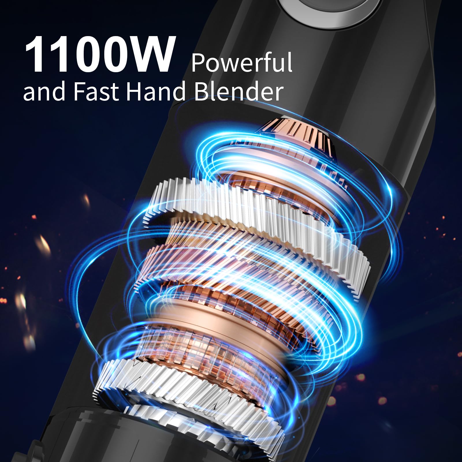 Ceukoz Immersion Blender Handheld 5 In 1-1100W Scratch Resistant Blender Stick, 12 Speed And Turbo Boost Hand Blender With Chopper Beaker Whisk And Milk Frother For Milkshake Puree Smoothie Food