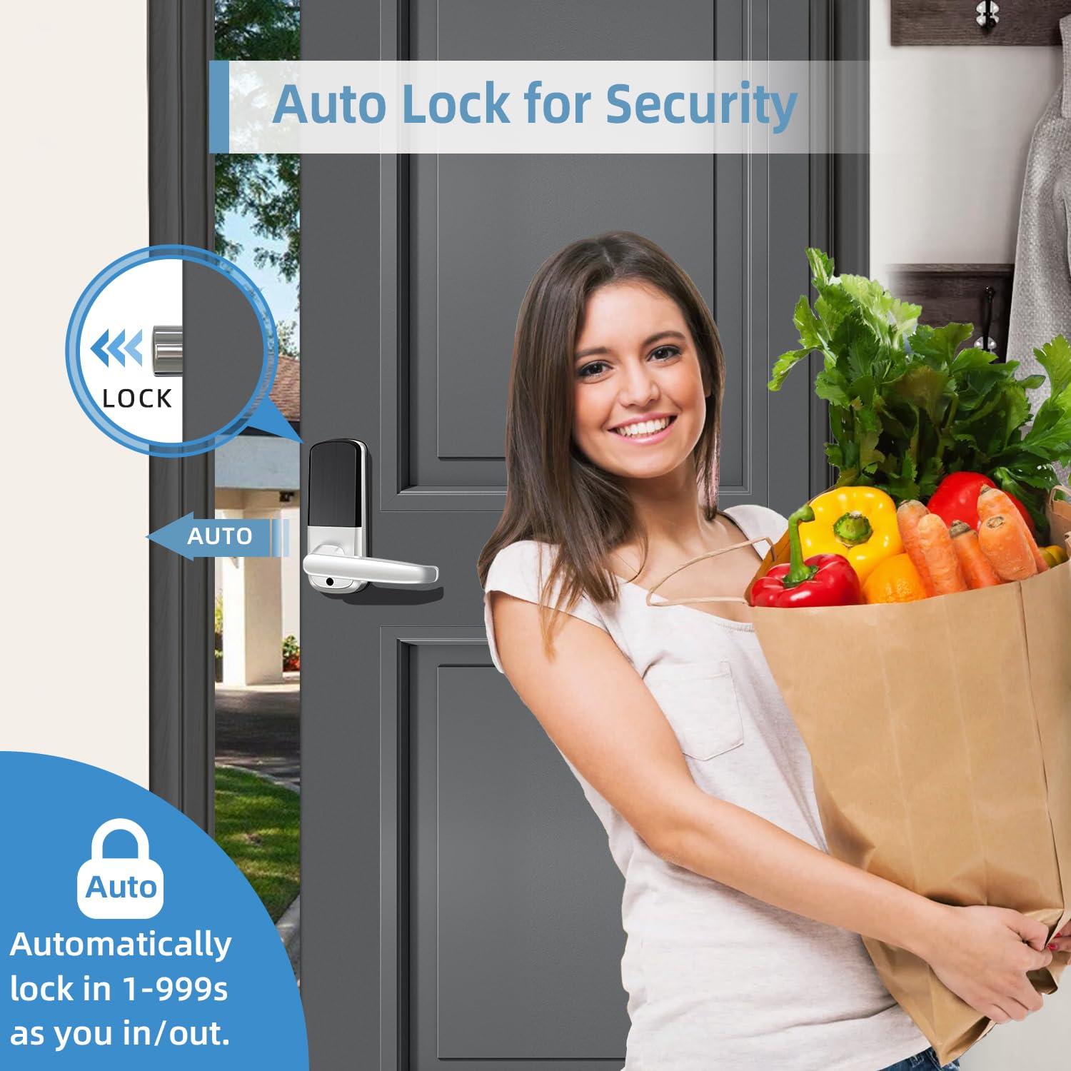 Msr X6 Keyless Entry Door Lock With Keypad, Fingerprint Exterior Locks, Door Handle Deadbolt With Code, Smart Locks For Front Door, Electronic Digital Keypad Smart Lock, Auto Locked & App Control