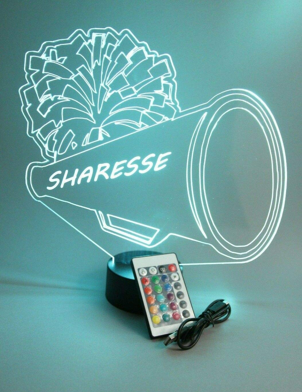 Mirror Mania Sports Team Player Fan Name Night Light Up Lamp Led Personalized Any Name Custom Table Lamp, It'S Wow, With Remote 16 Colors Changing, Engraving, Great (Cheer Cheerleader Cheerleading)