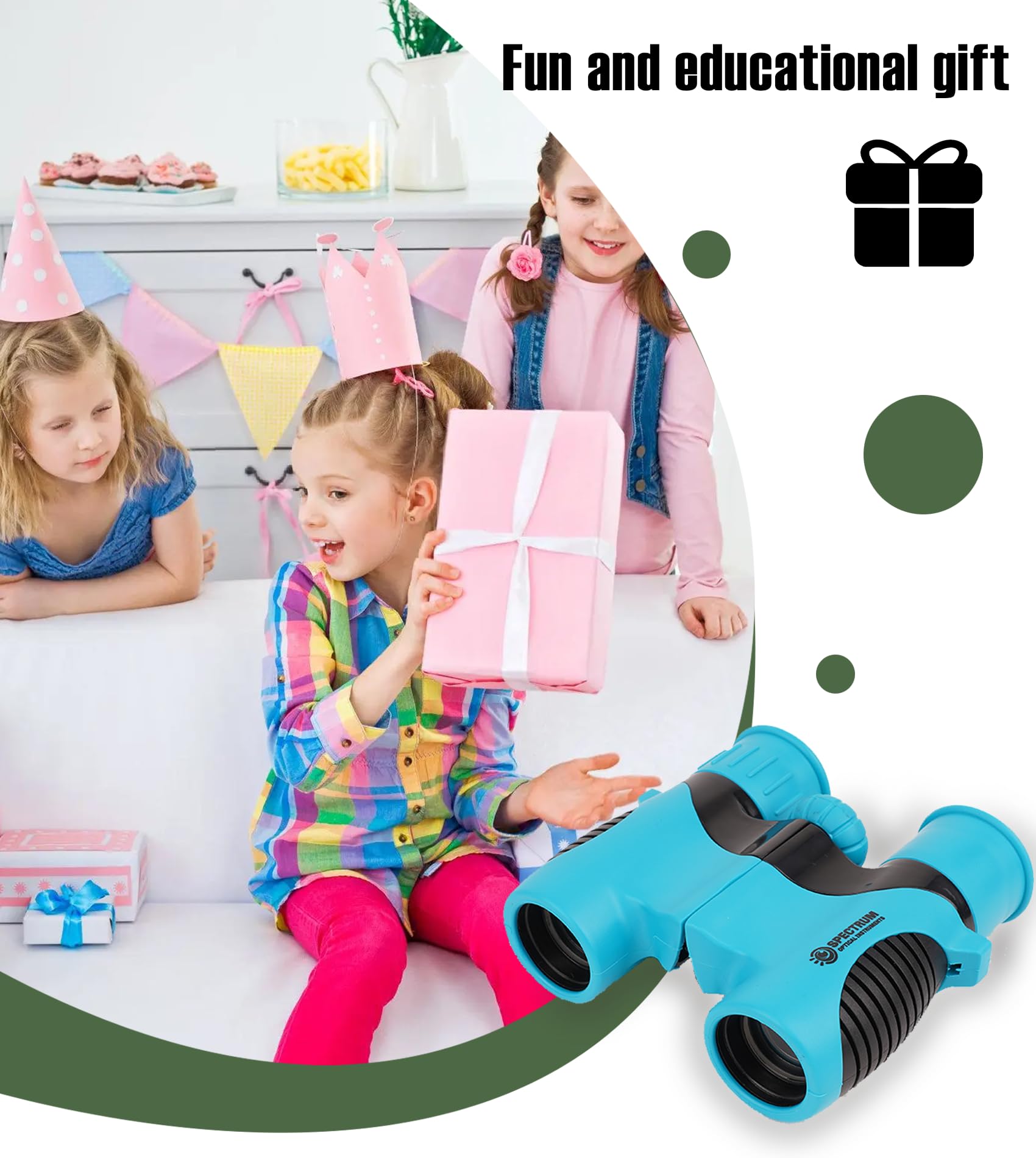 Spectrum Optical Instruments Spectrumoi Binocular For Kids,8X21 Kid Binoculars, Binoculars For Kids 8-12, Toy Binoculars For Kids 5-7, Blue Binocular