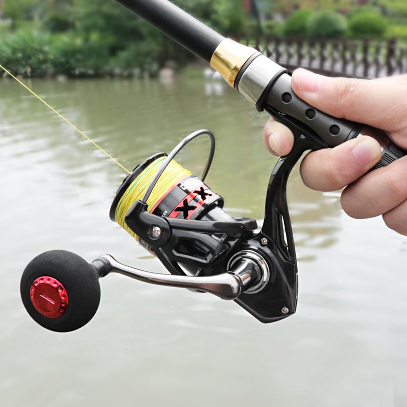 Kovnise Saltwater Spinning Reel Reversible Fishing Reel Black-Red Foldable Handle Interchangeable Left/Right Lightweight Smooth Powerful Spinning Fishing Reel With 5.0:1 Gear Ratio For Boat Fishing