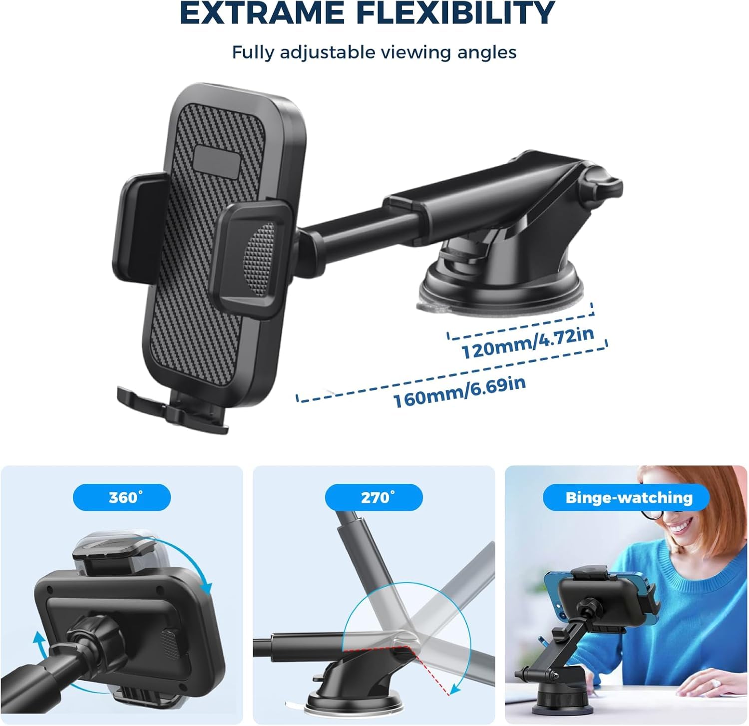 Yiokouz Phone Mount For Car,Military-Grade Car Phone Holder Mount Universal Automobile Dashboard Windshield Cell Phone Holder Truck Vent For Iphone 16 15 14 13 Pro Max Samsung
