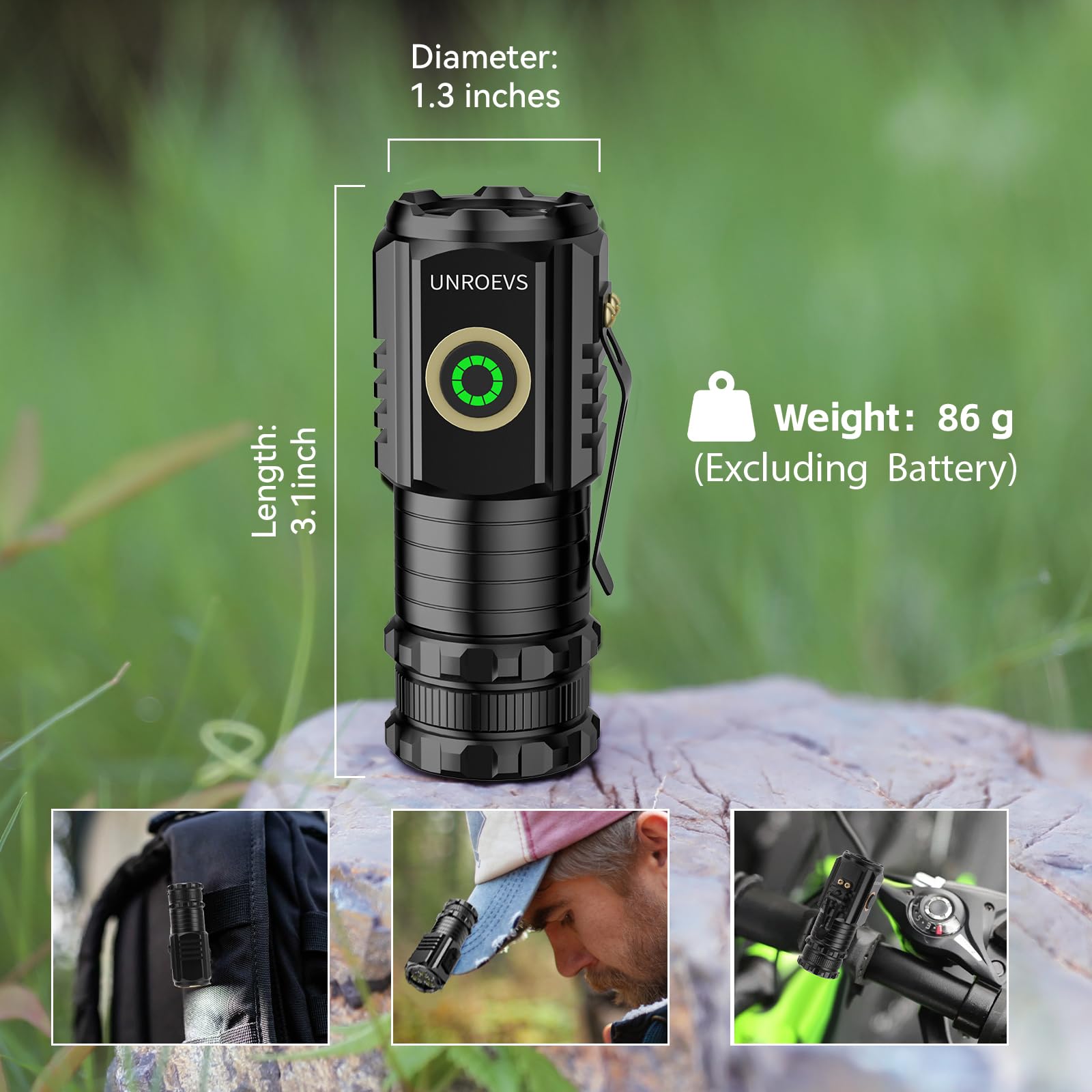 Unr0Evs Led Mini Flashlight With Magnet,Super Bright Small Pocket Flashlight,5 Modes Usb C Rechargeable, Ipx6 Magnetic Flashlight For Edc Camping Outdoor. (1, Black)