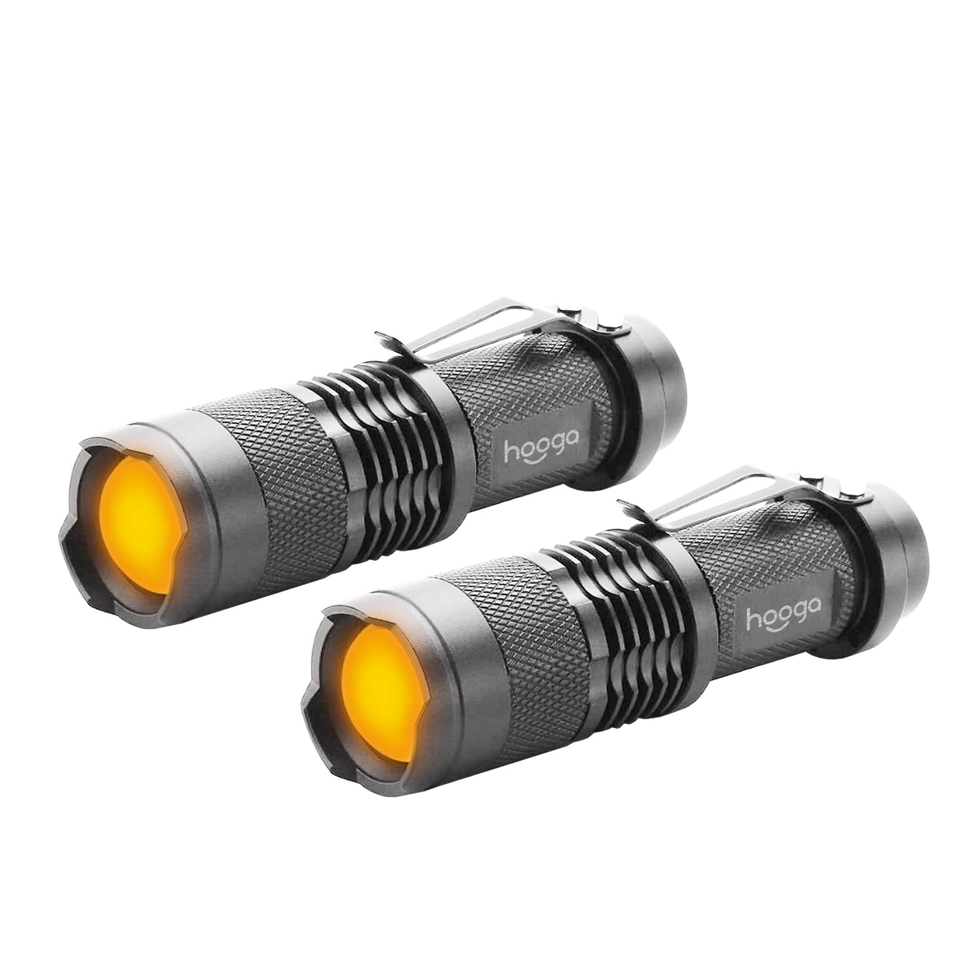 Hooga Led Flashlight, Blue Light Blocking, Amber Flashlight 1600K Warm Light For Eye Care, Sleep Aid. Aa Battery Included. Adjustable Brightness. Great For Hunting, Camping, Aviation. 2-Pack