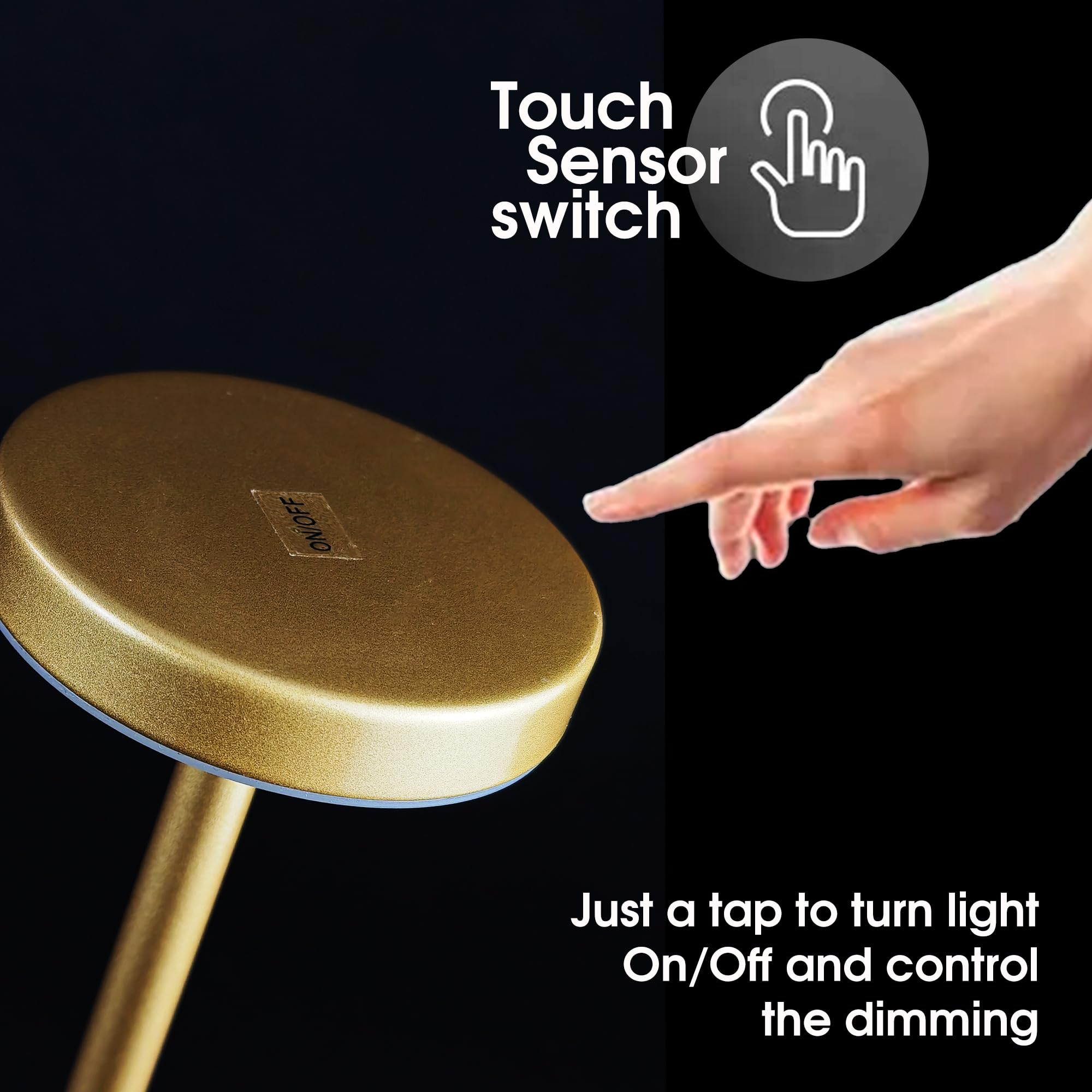 Oneskylumina Cordless Led Table Lamp, Rechargeable Table Lamp, Gold Portable Touch Control Desk Lamp For Bedroom Living Room (Gold)