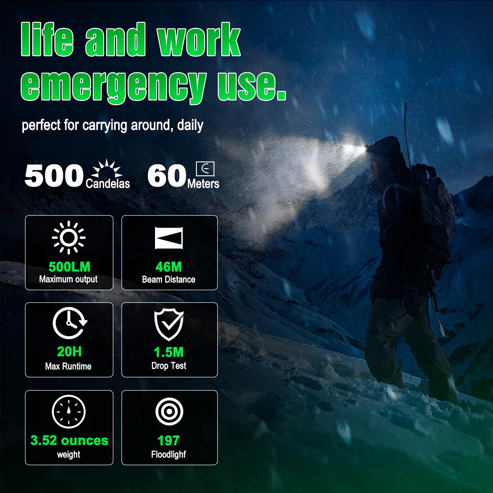 Ciwuzxs Mini Keychain Light, Edc Flashlight Clip-On Light, Rechargeable 500 Lumens 7 Lighting Modes With Led Side Lights, Magnetic Flash, For Signaling, Work, Emergency, Outdoor Use (Black)