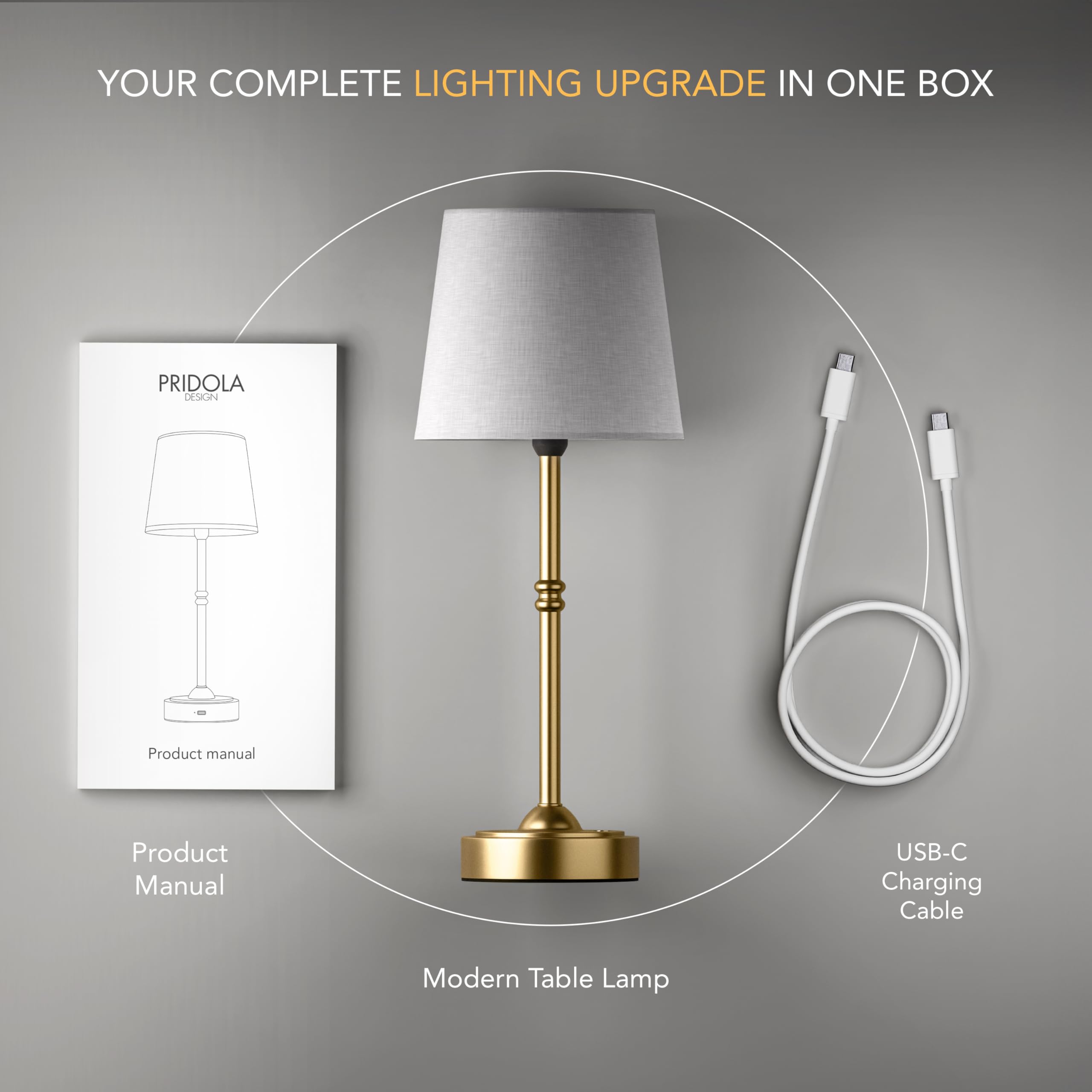 Pridola Wireless Table Lamp - Rechargeable Led Desk Lamp With Dimmer, 3 Brightness Levels, Swedish Design For Home, Led Light Bulb Included, For Office, Kitchen Or Bedroom (Silver)