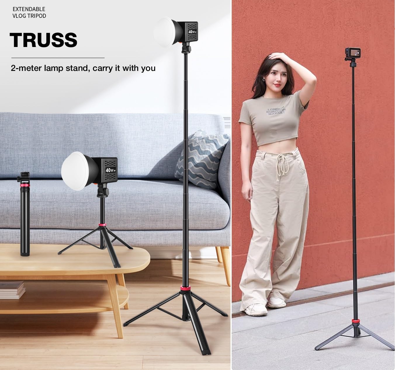 Acetaken 81'' Webcam Floor Tripod Stand Holder For Logitech C920/Mx Brio 4K/C922/C930/Brio 500/Streamcam Webcams/Iphone 16 15 14 13/Samsung Galaxy S24 S23 S22 Smartphone,Compatible With Gopro Action Cameras