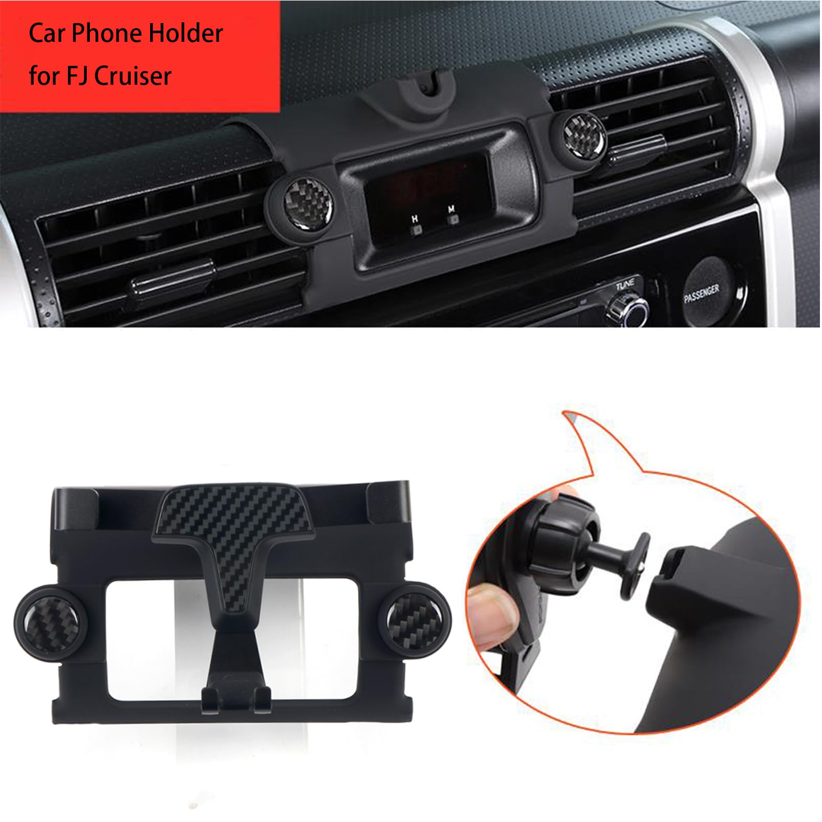 Itrims Car Phone Holder For Toyota Fj Cruiser 2007- Car Dashboard Mount Cell Phone Cradles Adjustable Phone Stand Holder Universal Compatible With Most Smartphones Carbon Fiber