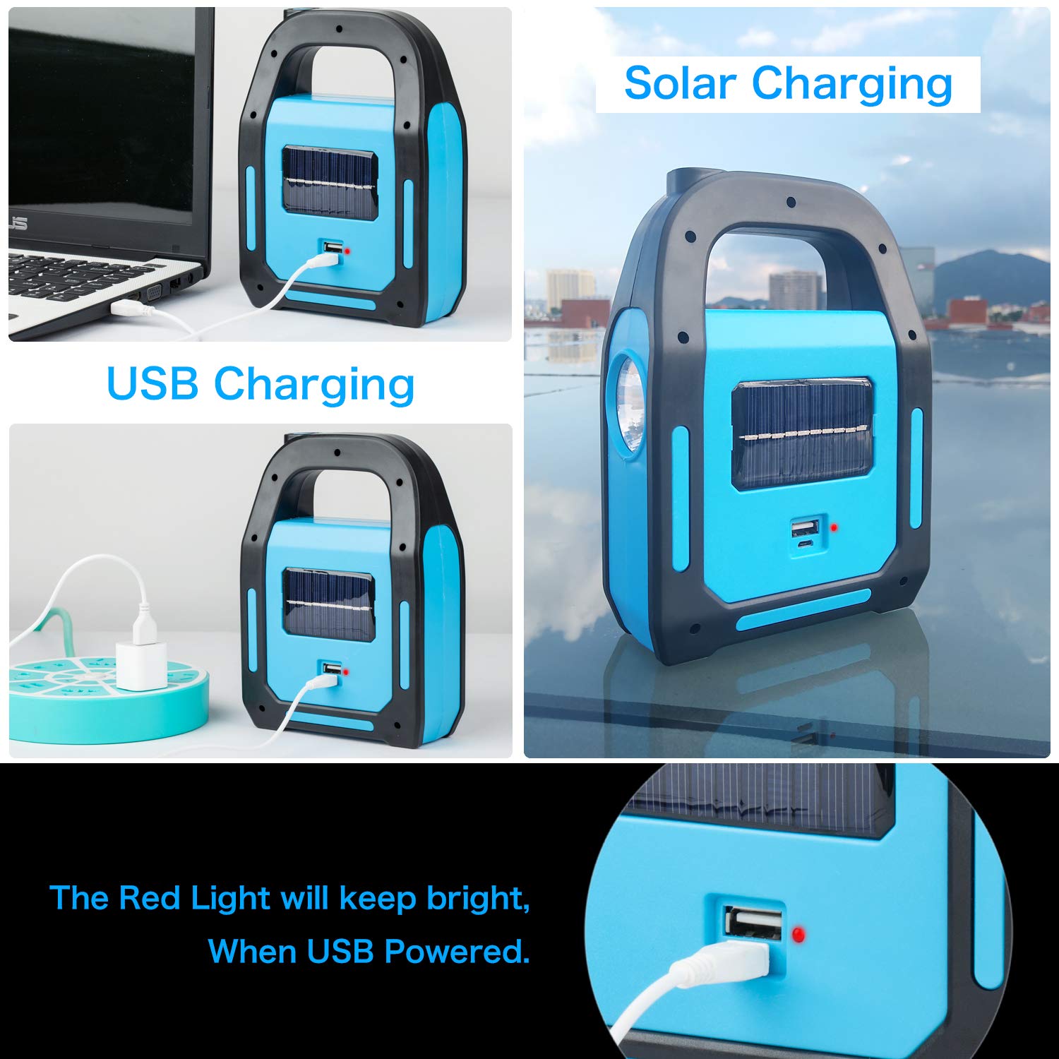 Tansoren 1 Pack 3 In 1 Solar Usb Rechargeable Brightest Cob Led Camping Lantern, Charging For Device, Waterproof Emergency Flashlight Led Light