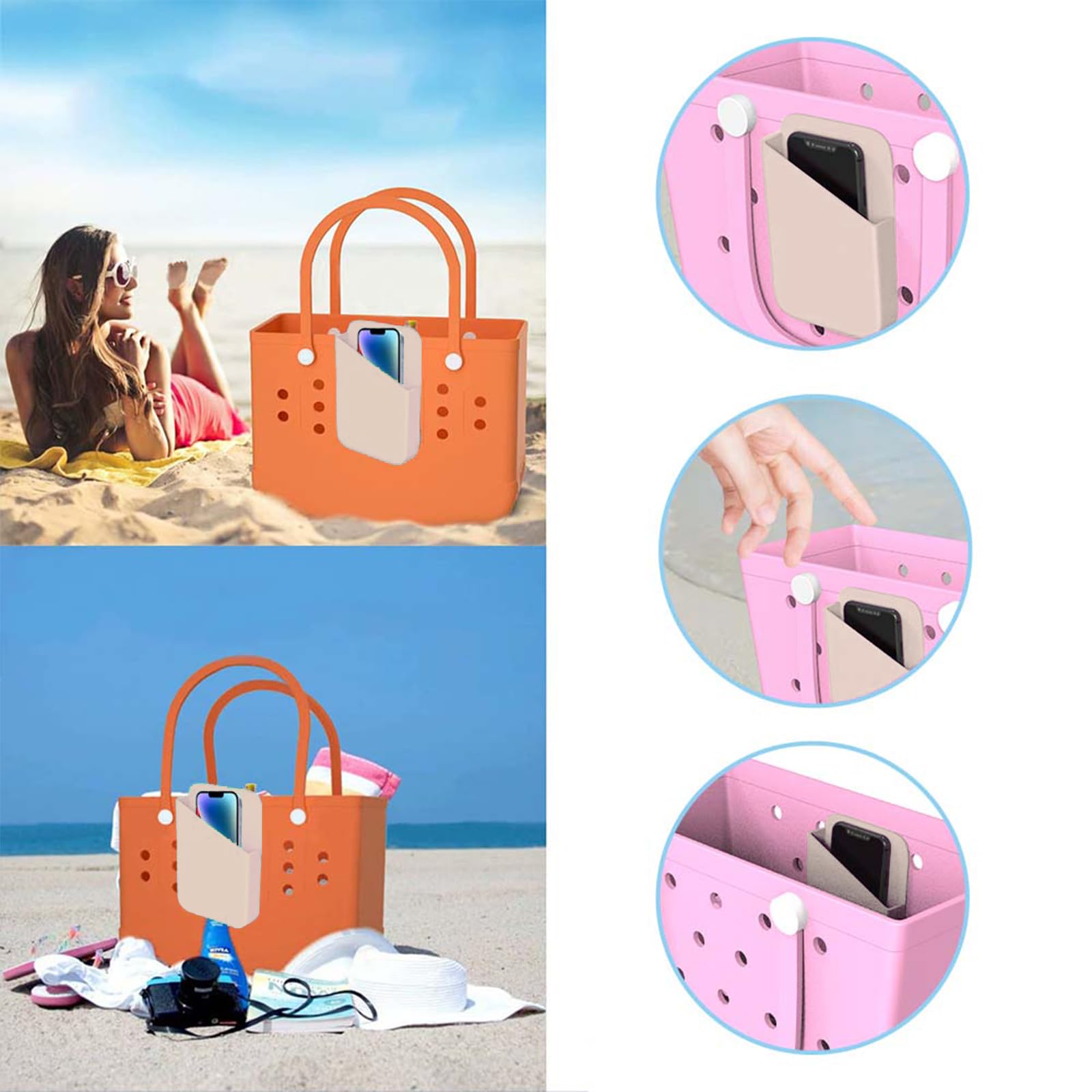 Vrhgl Bogg Bag Phone Holder, Daisy Bogg Bag Charms, Find Your Phone In A Second With Cell Phone Holder For Bogg Bag,Cream Bogg Bag Accessorie,  For Mom