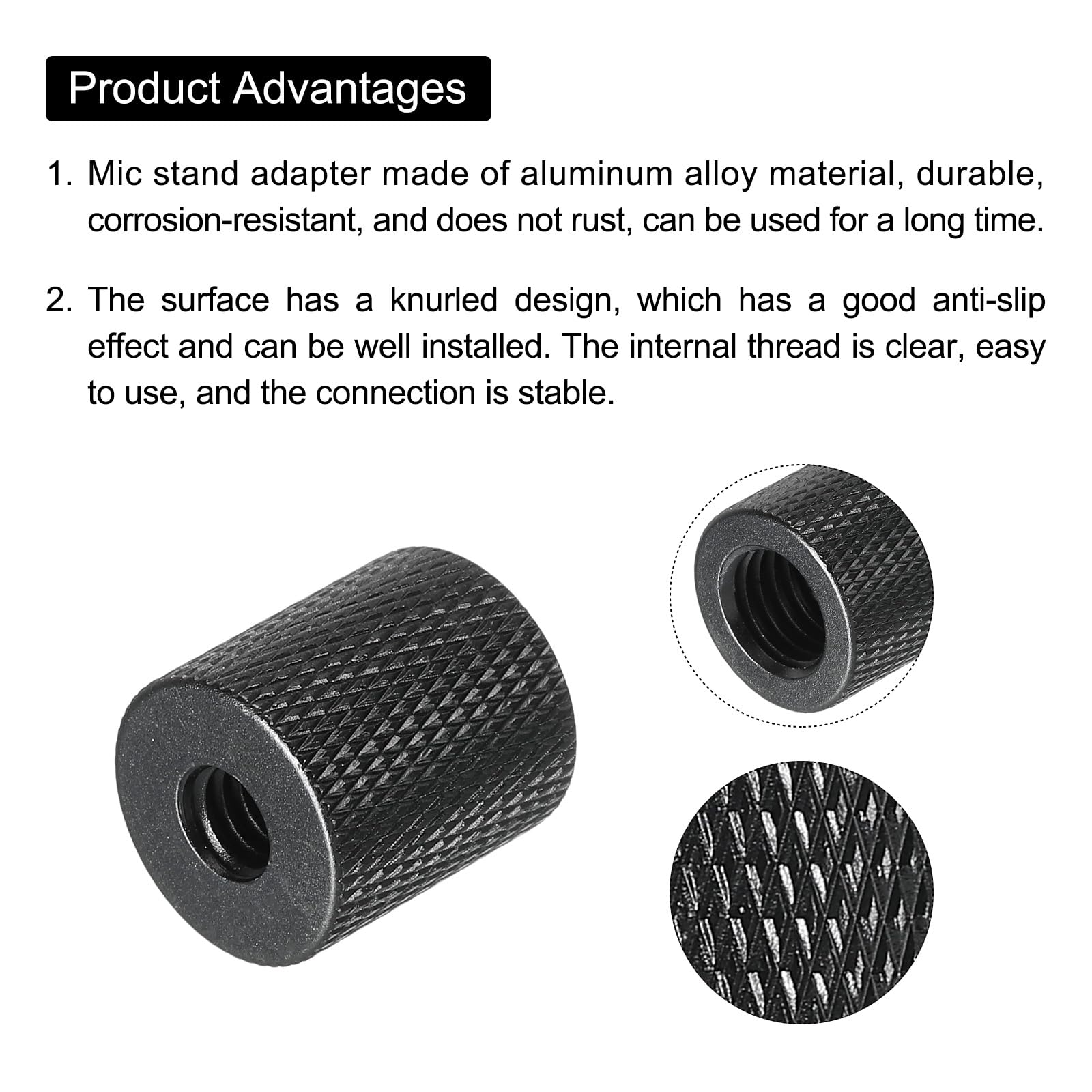 Patikil Mic Stand Adapter 1/4 To M10 Female Camera Screw Thread Adapter For Microphone Tripod Stand Black 4 Pack