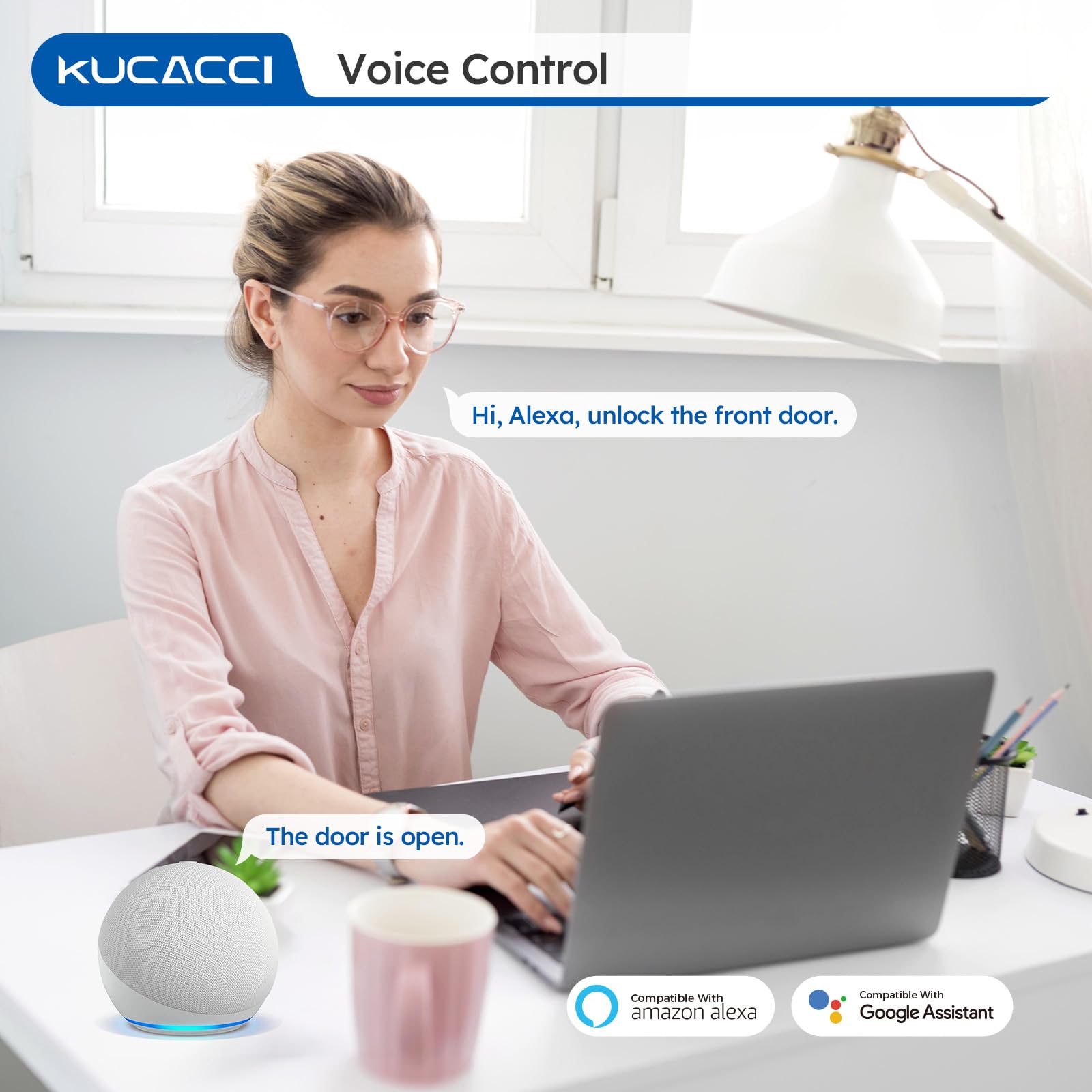 Kucacci Keyless Entry Wifi Smart Deadbolt - Keyless Entry Fingerprint Door Lock - Come With Wifi Gateway Remote Control - Electronic Deadbolt For Front Door - Digital Code Lock - Generate Code Remotely