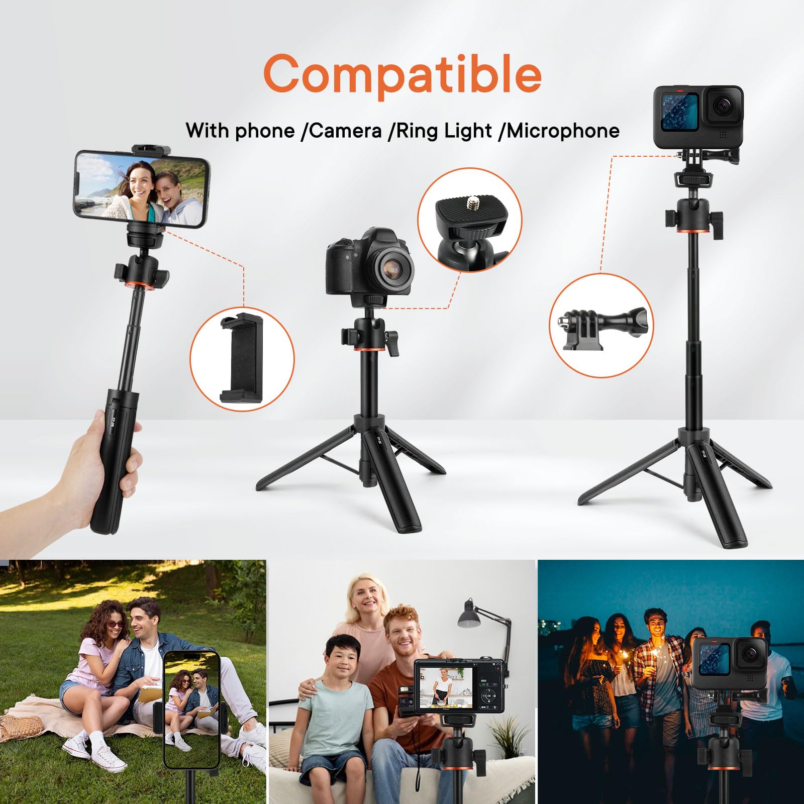 Kalofaye Camera Tripod Stand, Mini Desktop Aluminum Tripod Selfie Stick With Cold Shoe, 360° Ball Head With 1/4 Inch Screw, Portable Tripod For Iphone Android Canon Sony Dslr Vlogging Video Recording