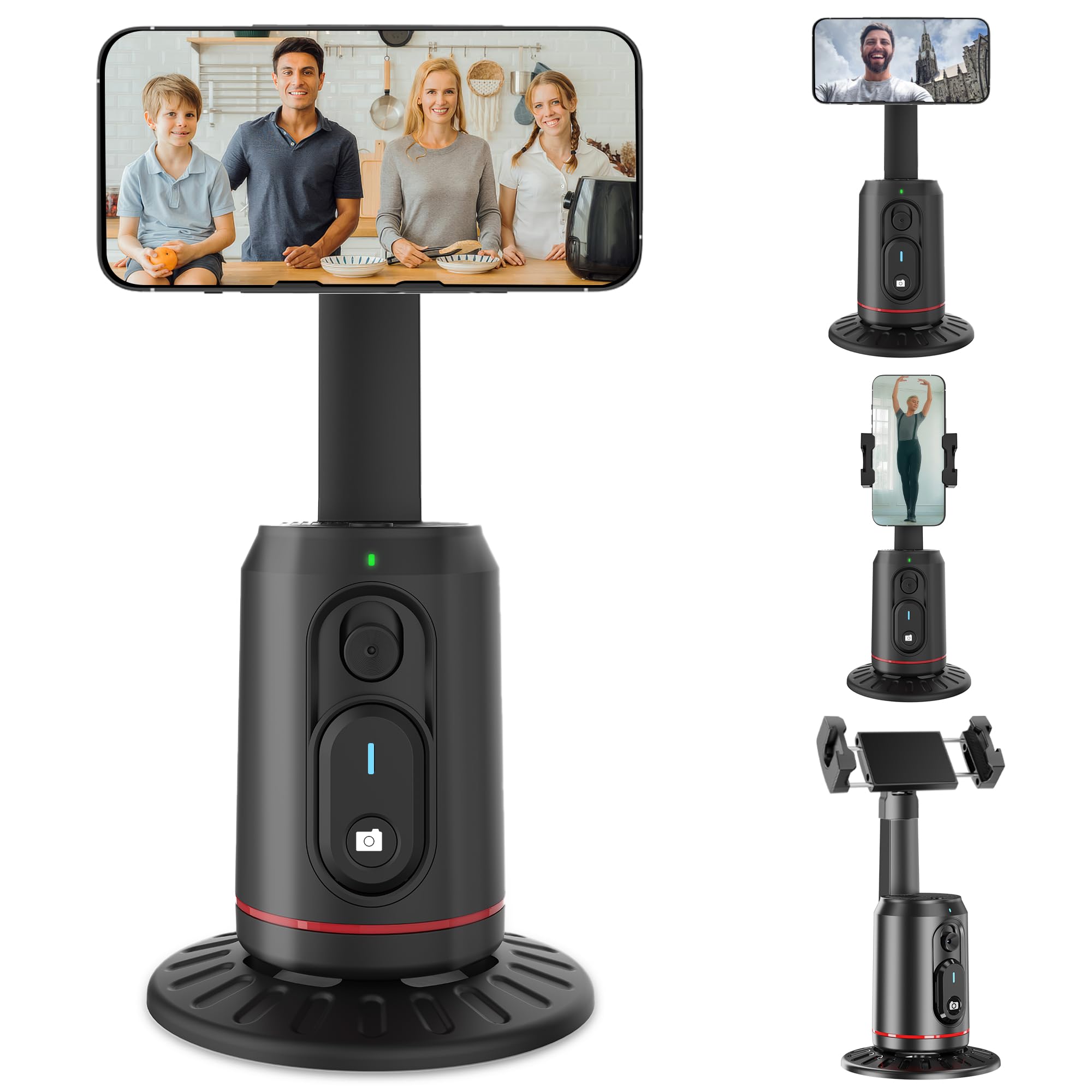 Eug-Products Auto Face Tracking Phone Holder For Phone, Gopro, Compact Camera, 360° Rotation Mount With Remote Compatible With Tripod, Rotating Stand For Iphone For Vlog, Streaming, Video, Facetime, Tik Tok