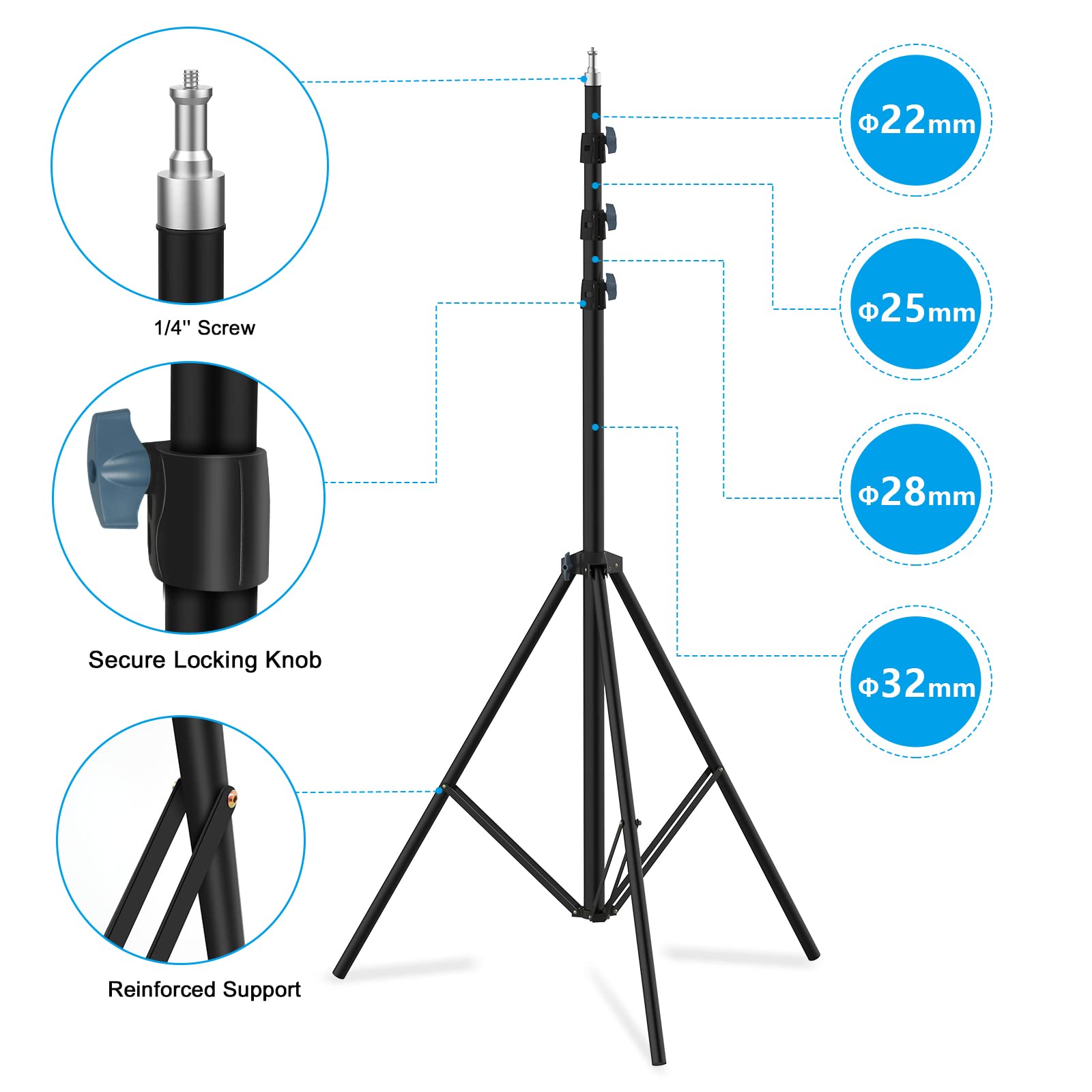 Gltire 20Ft/240Inch Heavy Duty Light Stand, 20'/600Cm Sky High Tripod Stand With Bag Air Cushioned Metal Light Stand For Video Camera Sports Photography, Lights, Photo Studio Camera Gimbal Stabilizer