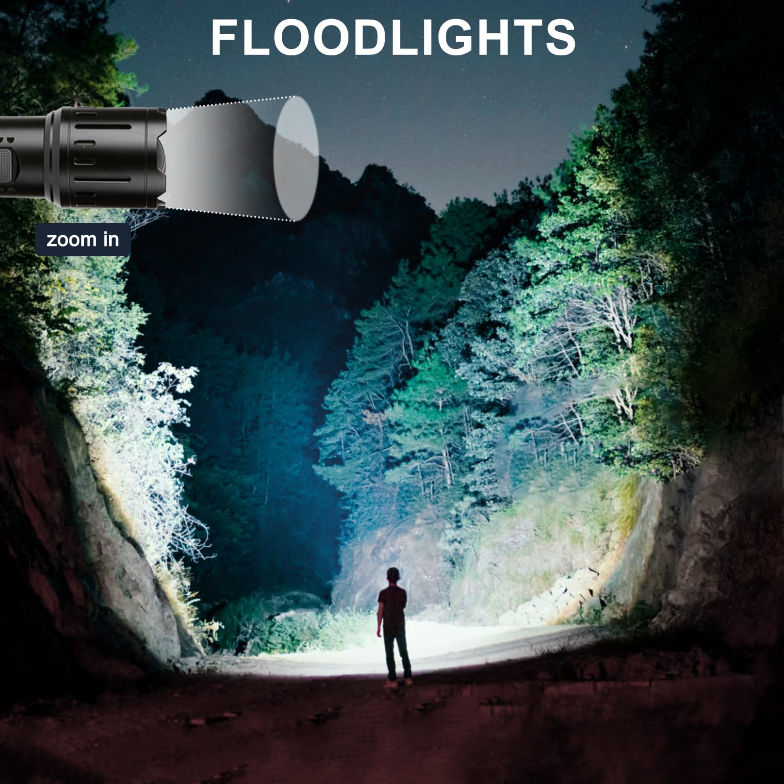 Minsk Flashlights High Lumens, 3500 Lumen Rechargeable Flashlights, Flash Light With Five Modes, Super Bright Flashlight, Zoomable For Outdoors