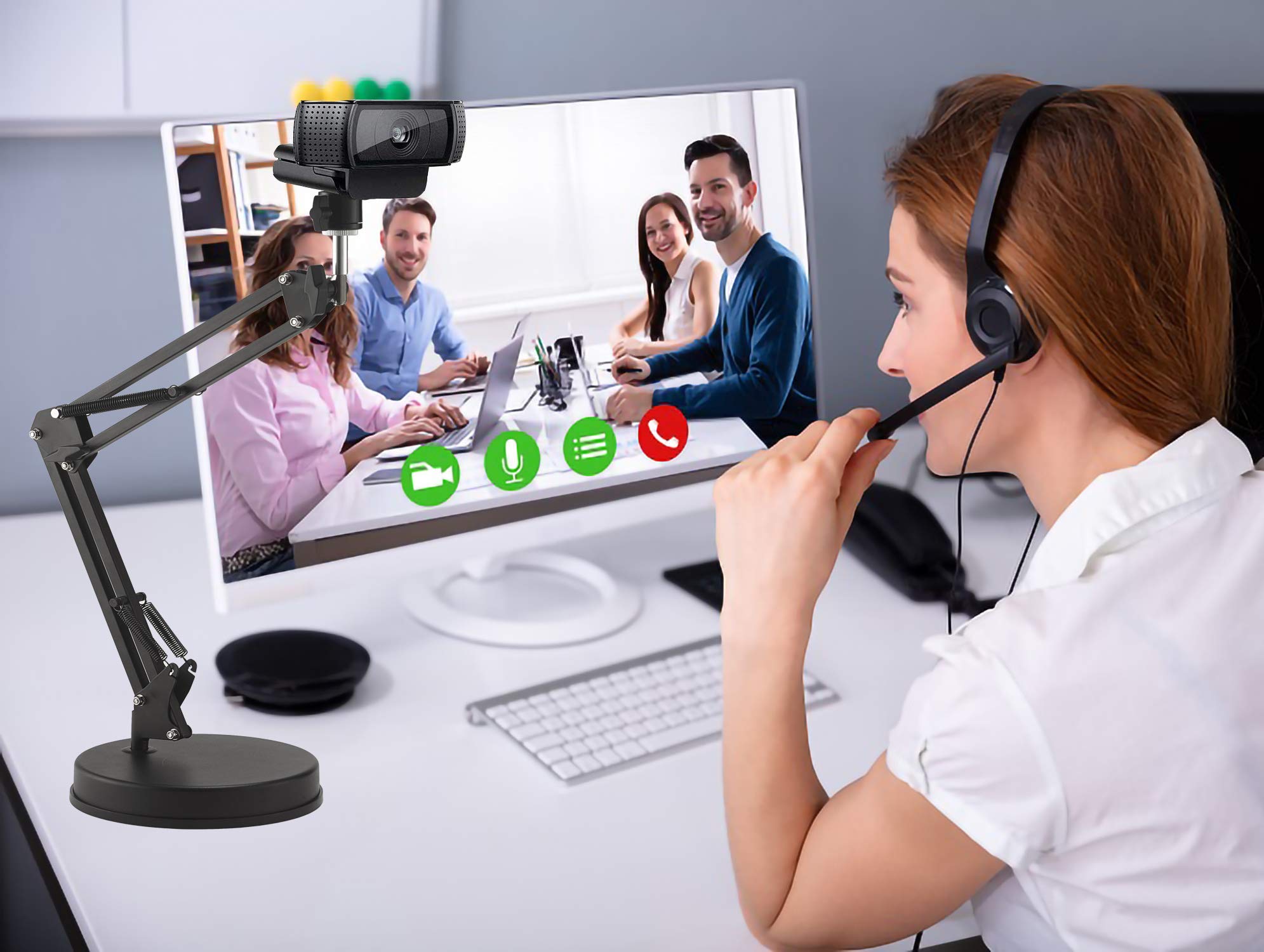 Oxendure Webcam Stand,Camera Mount 22 Inch Suspension Boom Scissor Arm Stand,For Webcam C925E C922X C922 C930E C930 C920 C615,Hero 8/7/6/5,Ultra/Pro/Pro 2/Pro 3/Brio 4K,Dslr Camera