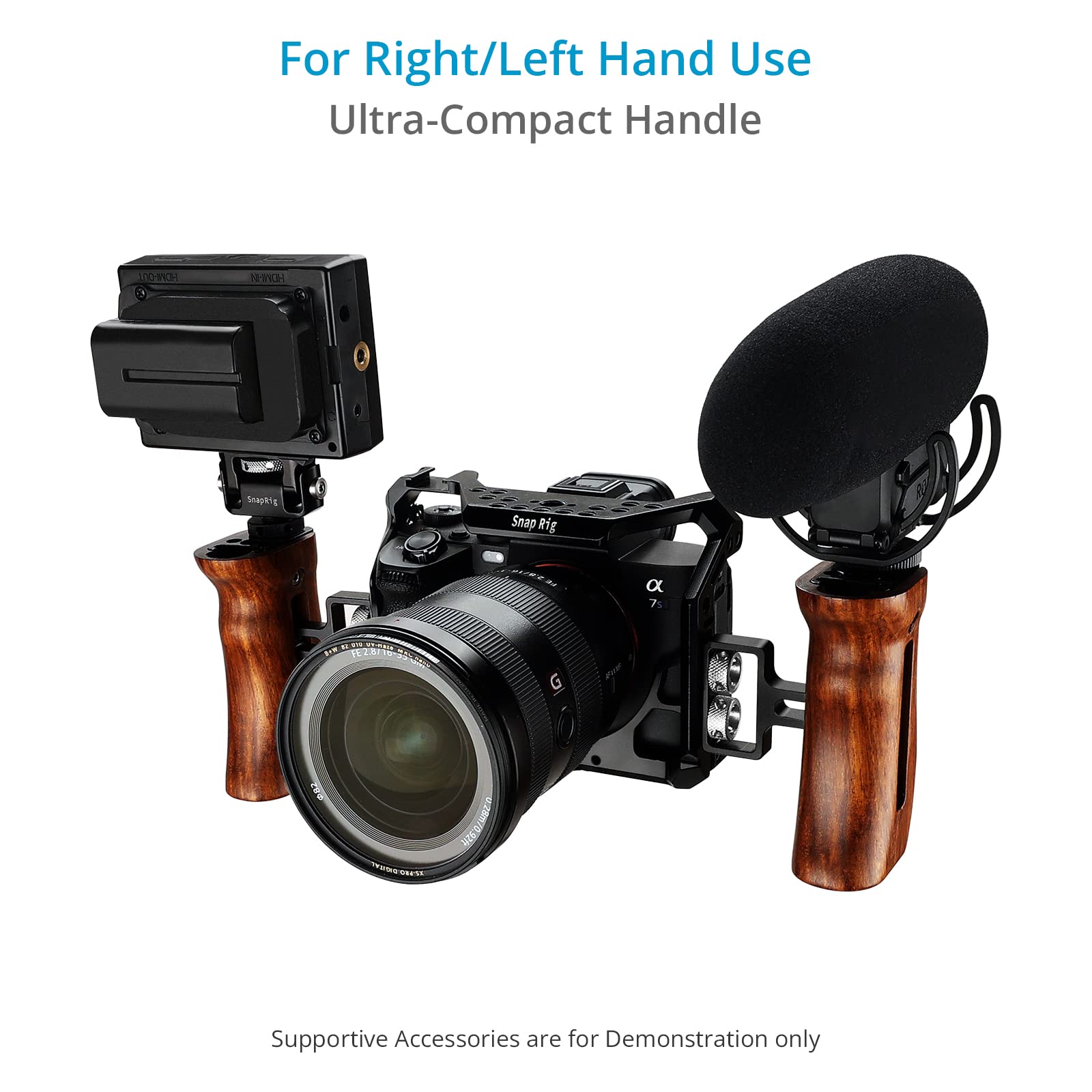 Proaim Snaprig Universal Wood Side Handle (1/4”-20 Mount) For Small To Mid-Size Dslr Camera  Adjustable Design With Comfortable & Secure Grip  For Right/Left Hand Use W Camera Cage & Rigs (Wsh258)