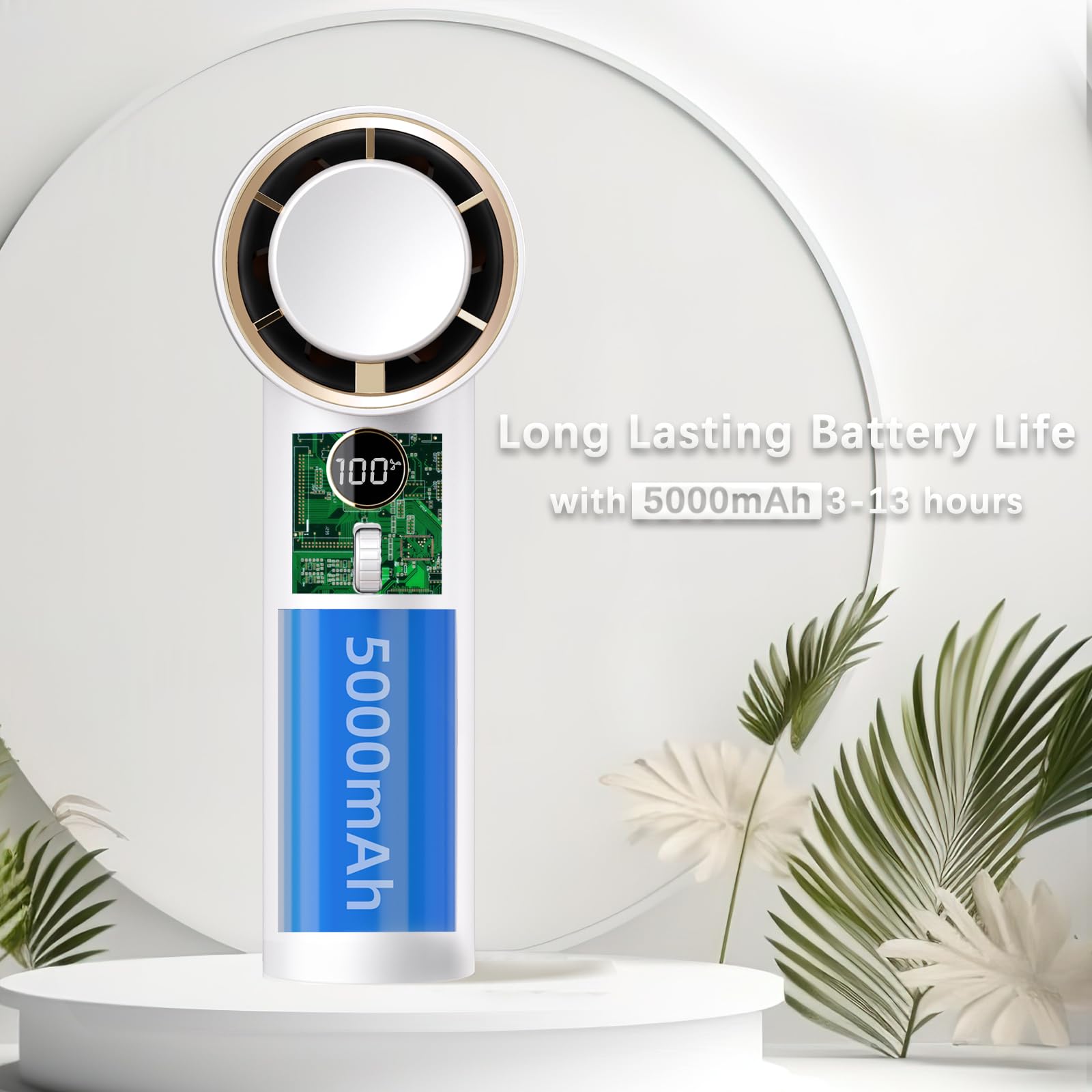 Handheld Fan,1-100 High Speed Hand Fan Adjustable Turbo Mini Fan,5000Mah Battery Operated