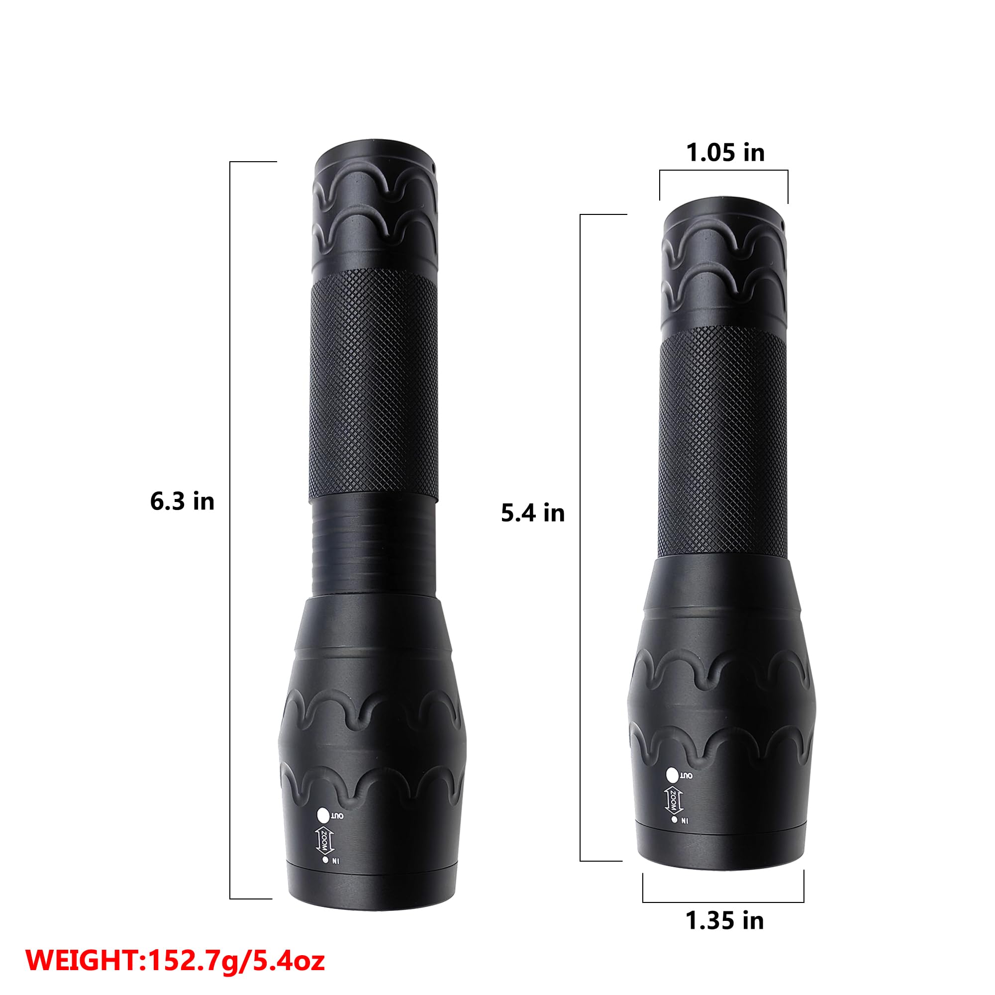 Miuree Warm Light Flashlight Single Mode High Lumens Led Flashlight For Outdoor Camping Hiking Emergency,2-Pack