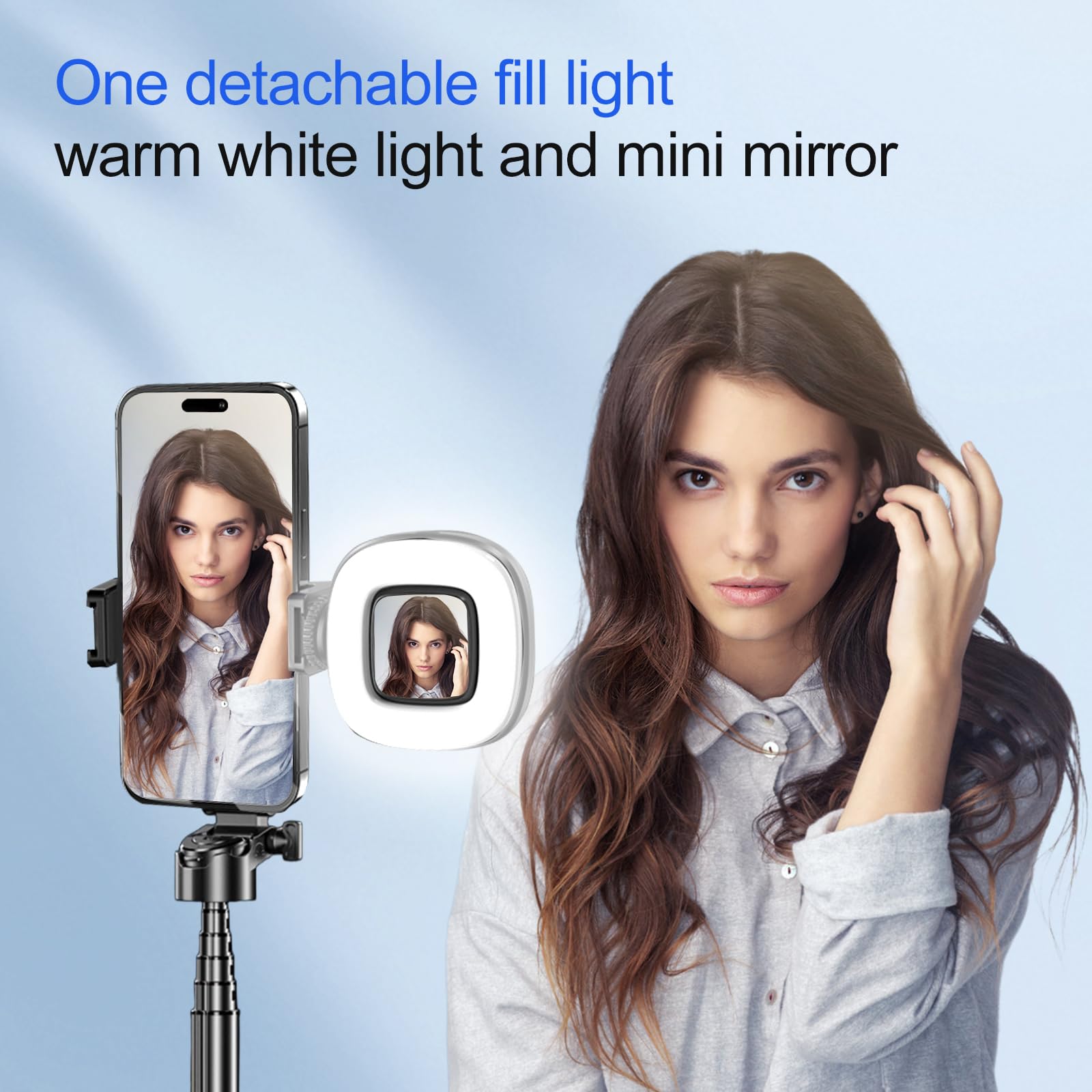 Crideng Magnetic Selfie-Stick Tripod, Travel Tripod Stand With Remote Control & Fill Light, Portable Retractable Cell Phone Holder For Photography And Videography (With Light)