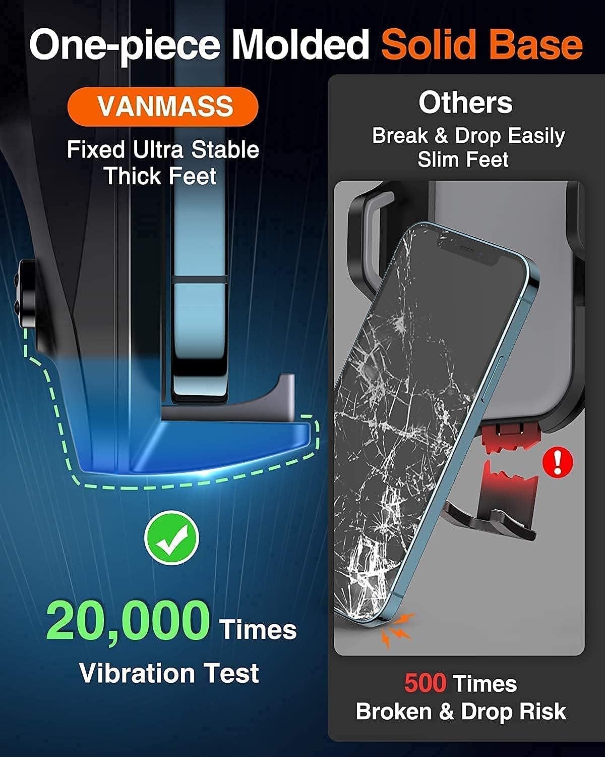 Vanmass [  Phone Holders For Your Car [Super Suction Cup] Cell Phone Mount Car Dashboard Window Vent Desk Fit For Iphone 16 Pro Max 15 14 Universal Hands Automobile Vehicle Cradle